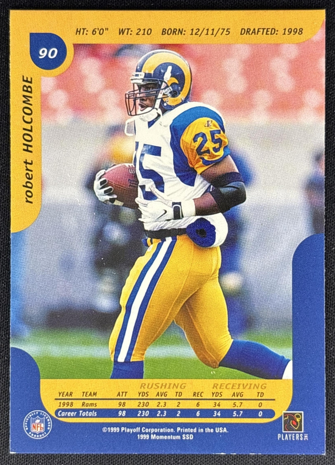 Robert Holcombe 1999 Playoff Momentum SSD Rams back