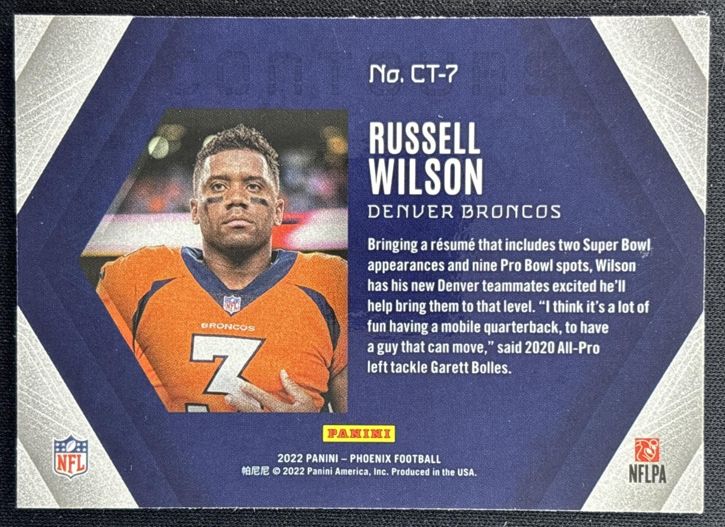 Russell Wilson 2022 Panini Phoenix Contours Broncos