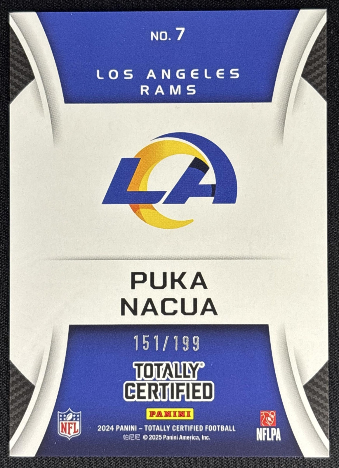Puka Nacua 2024 Panini Totally Certified Sunday Special Blue /199 Rams