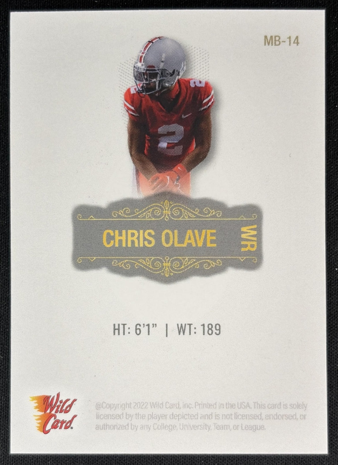 Chris Olave 2022 Wild Card Matte White /150 Buckeyes back