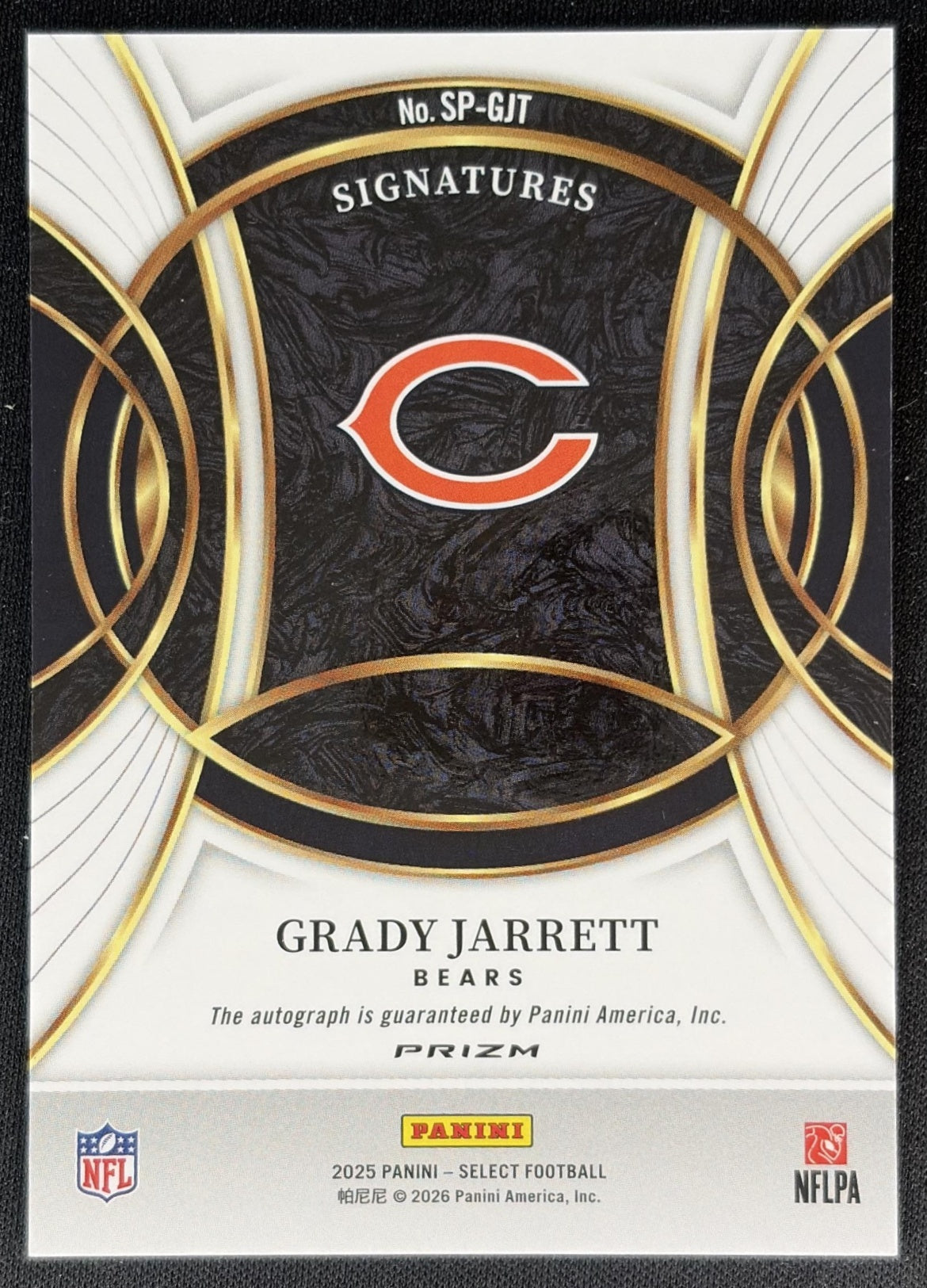 Grady Jarrett 2025 Panini Select Signatures Silver Prizm Bears back