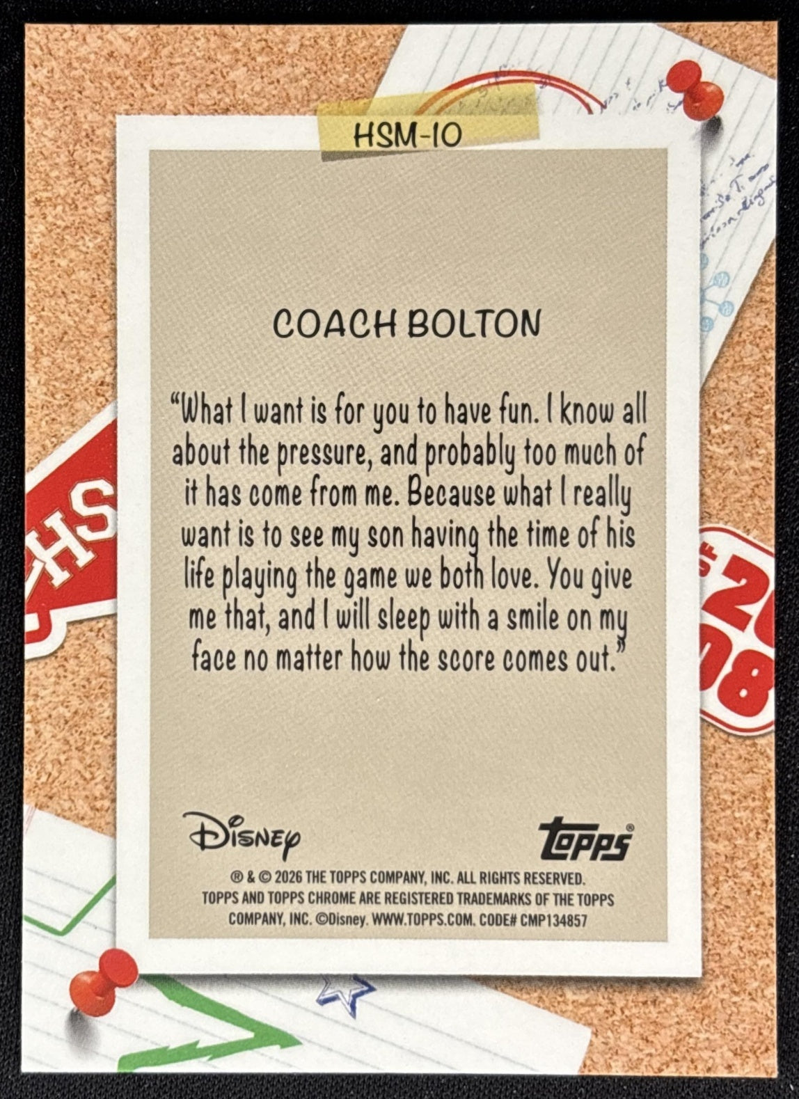 Coach Bolton 2026 Topps Chrome Disney High School Musical 20th Anniversary back