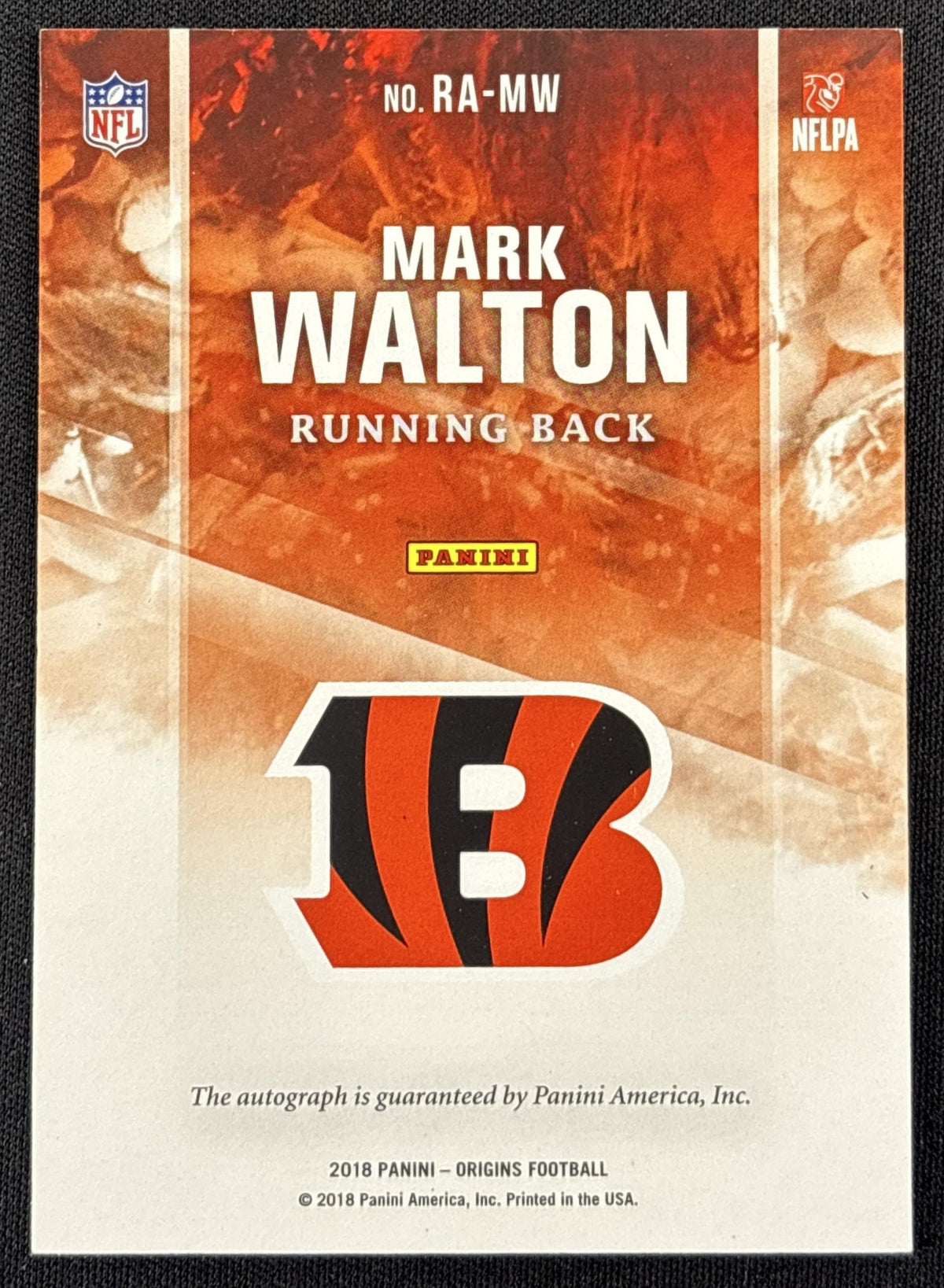 Mark Walton 2018 Panini Origins Rookie Auto Cincinnati Bengals