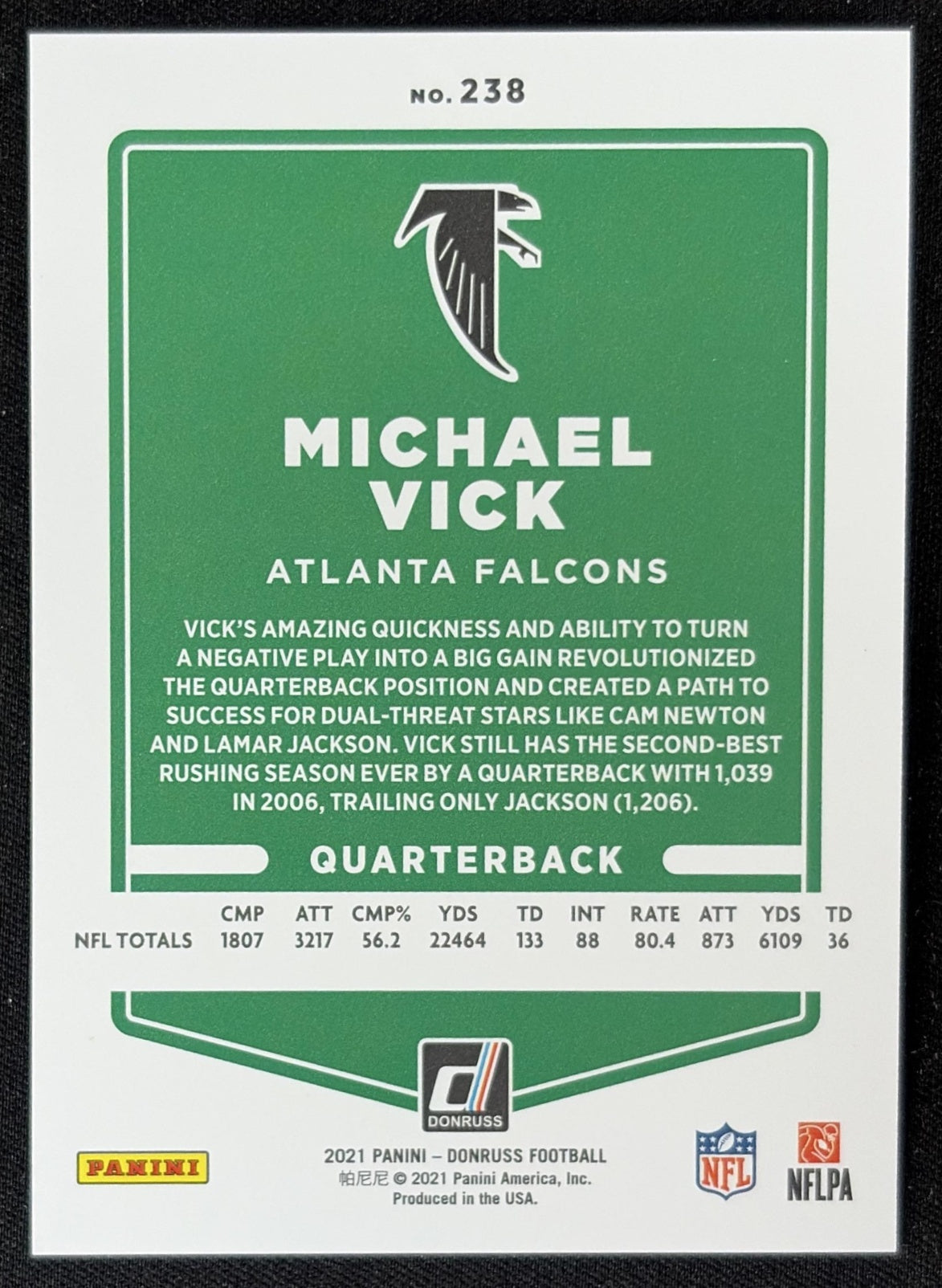 Michael Vick 2021 Panini Donruss Press Proof Premium Falcons - Atlanta Falcons