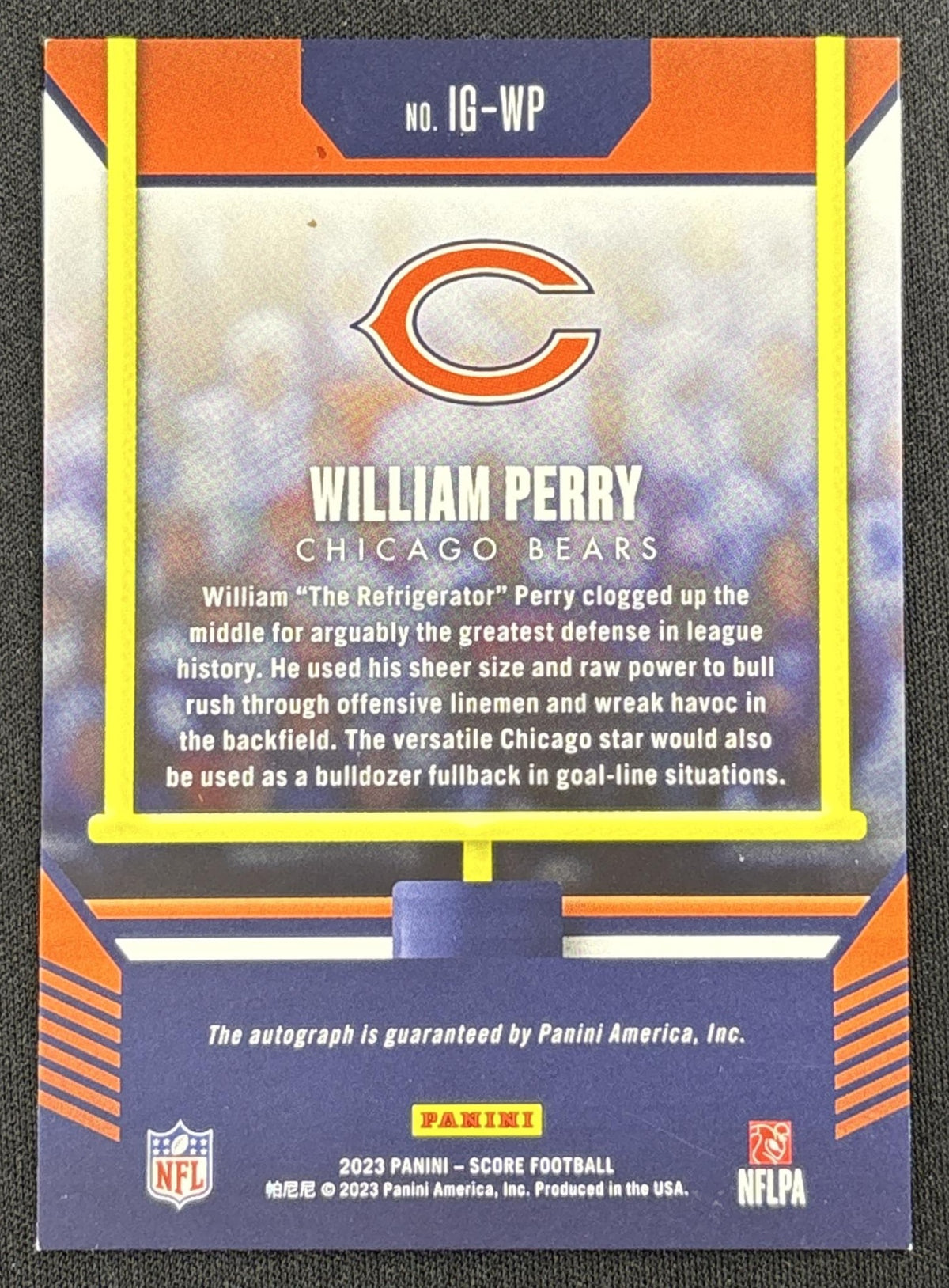 William Perry 2023 Panini Score It's Good! Auto Bears
