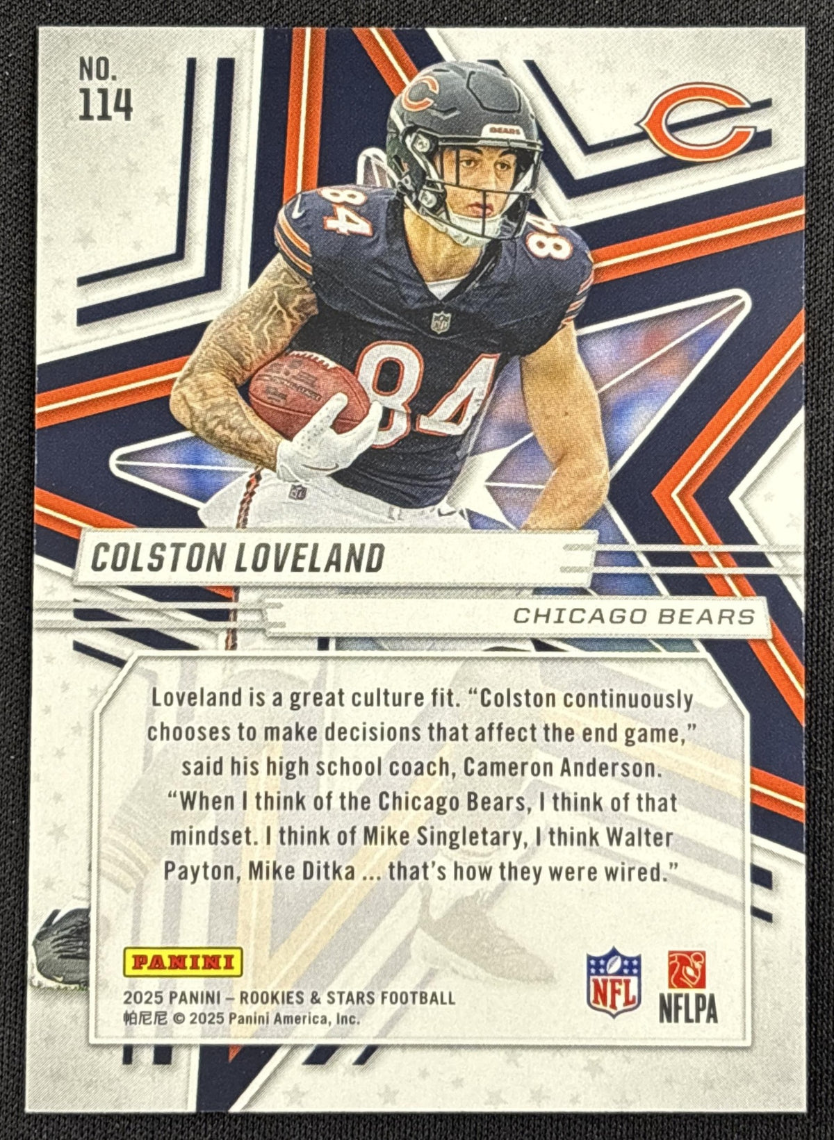Colston Loveland 2025 Panini Rookies & Stars Purple /999 Bears