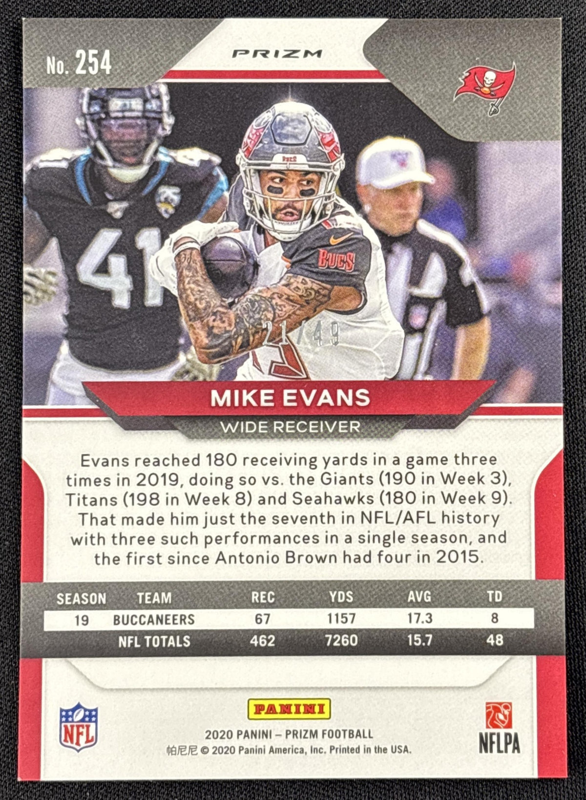 Mike Evans 2020 Panini Prizm Red and Yellow /49 Buccaneers