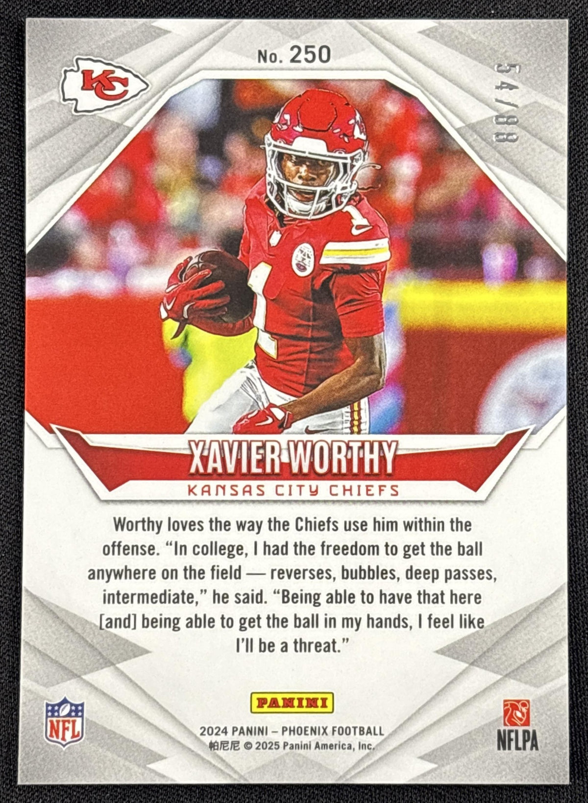 Xavier Worthy 2024 Panini Phoenix Pink Fade /88 Chiefs
