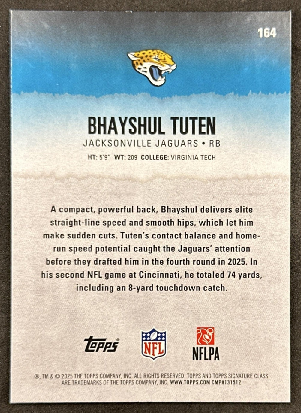 Bhayshul Tuten 2025 Topps Signature Class Rookie Jaguars