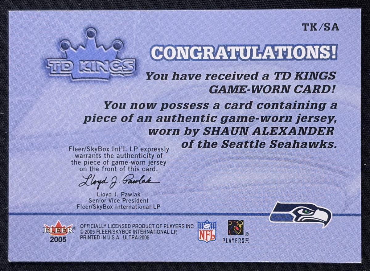 Shaun Alexander 2005 Fleer Ultra TD Kings Patch Seahawks Seattle Seahawks Back