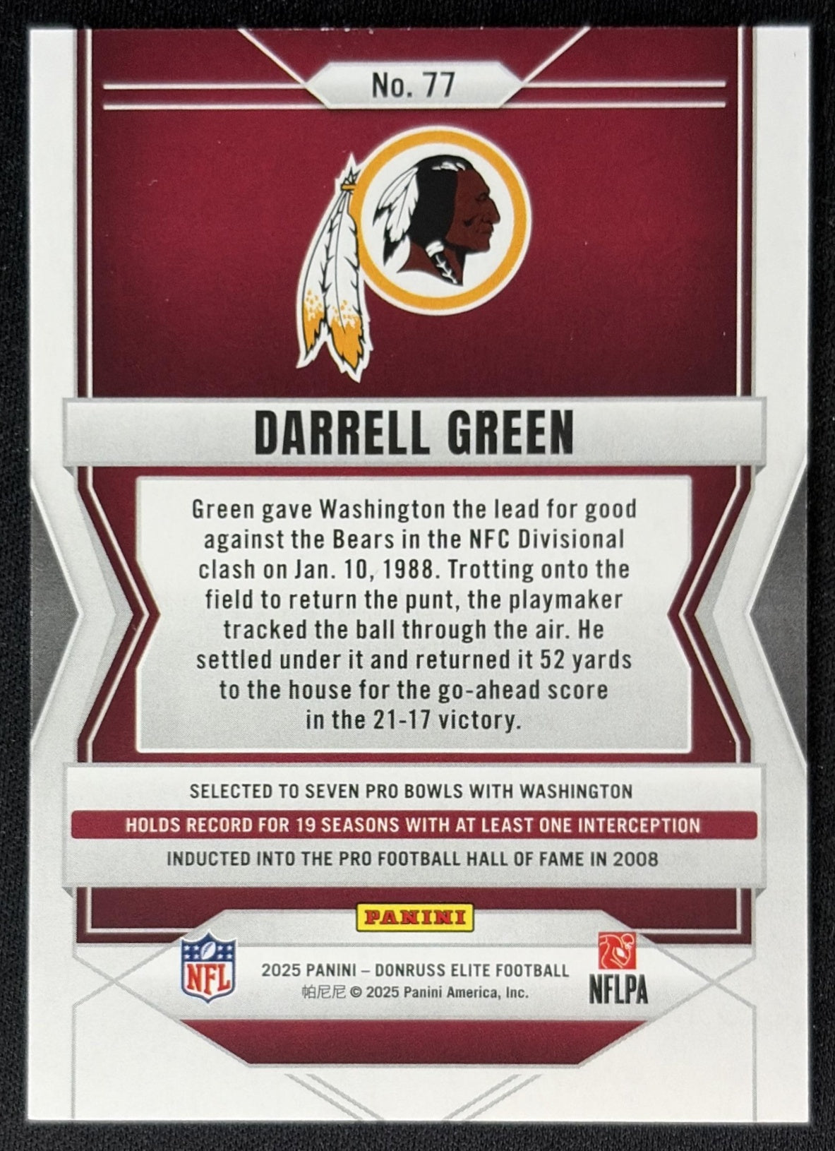 Darrell Green 2025 Panini Donruss Elite Aspirations Shimmer /999 Redskins