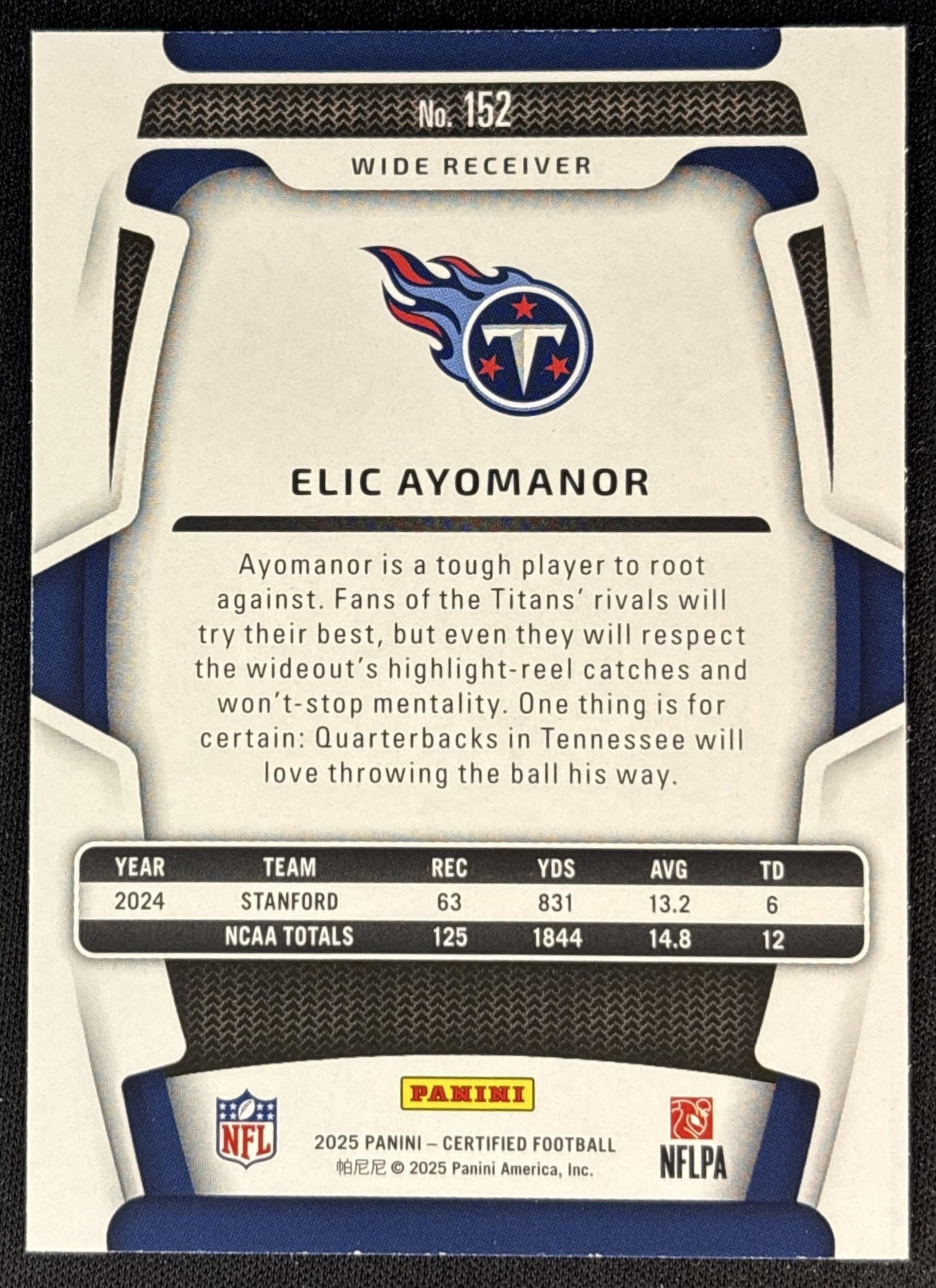 Elic Ayomanor 2025 Panini Certified Rookies Mirror /399