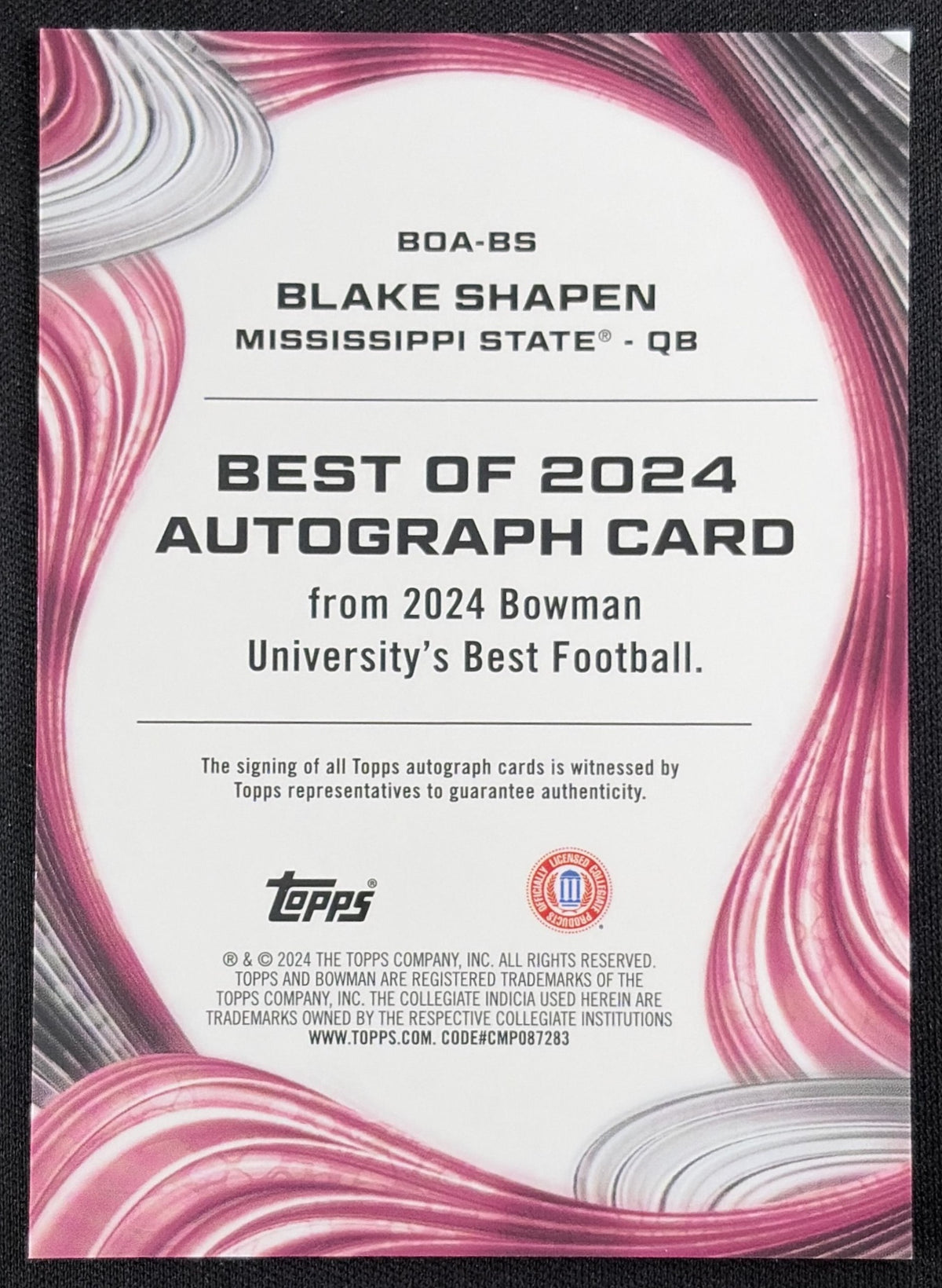 Blake Shapen 2024 Bowman Best University Best of Auto Bulldogs