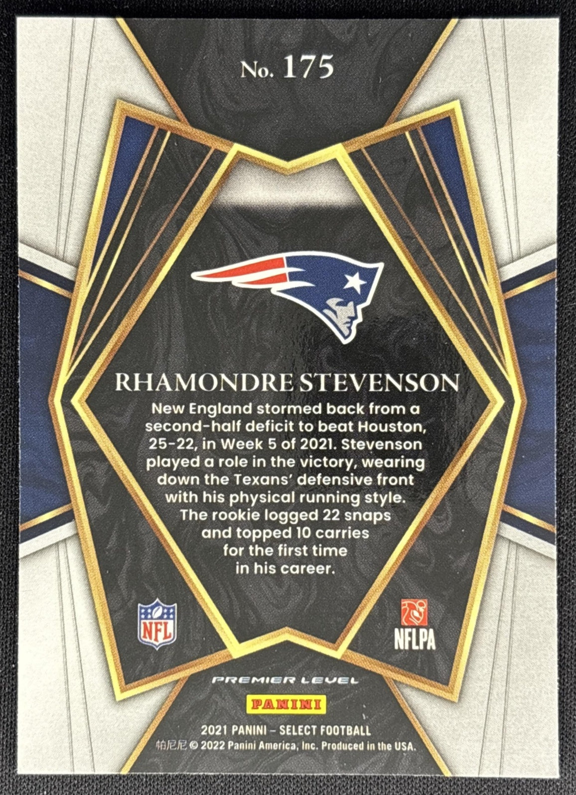 Rhamondre Stevenson 2021 Panini Select Patriots back