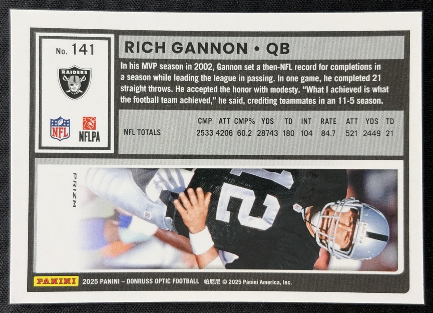 Rich Gannon 2025 Panini Donruss Optic Stars Prizm Raiders Football