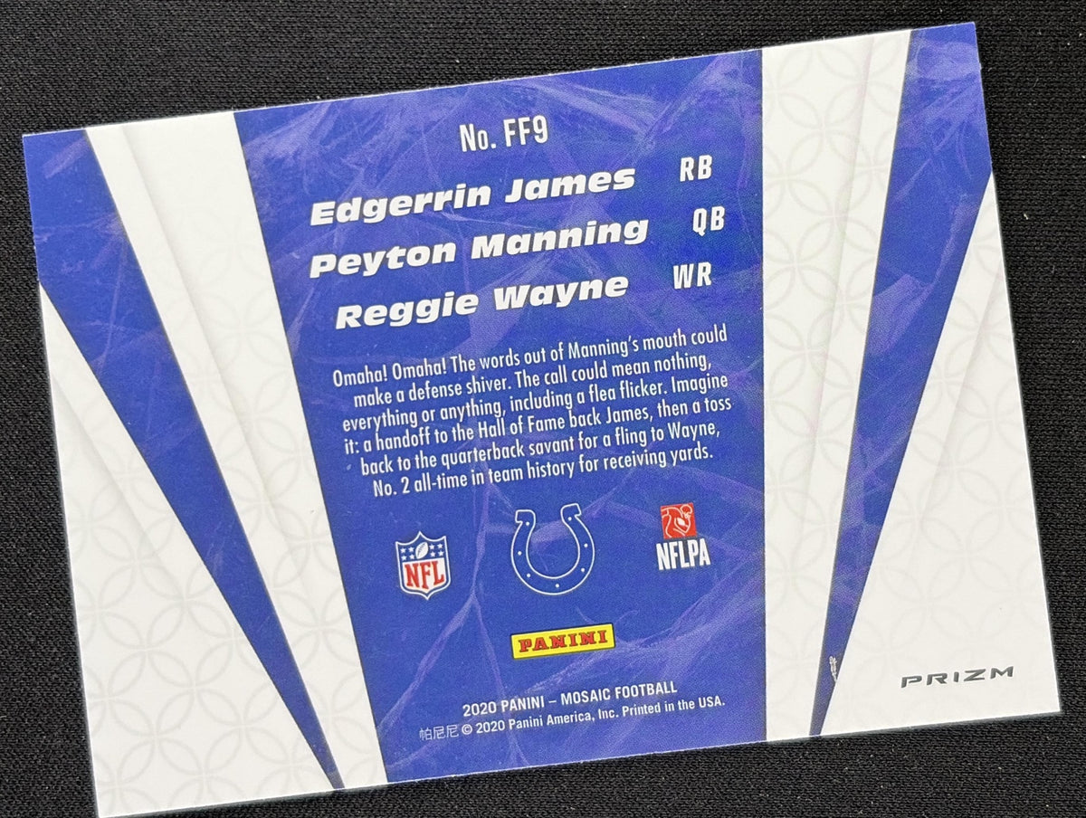 Edgerrin James Peyton Manning Reggie Wayne 2020 Panini Mosaic Flea Flicker Mosaic Prizm Colts