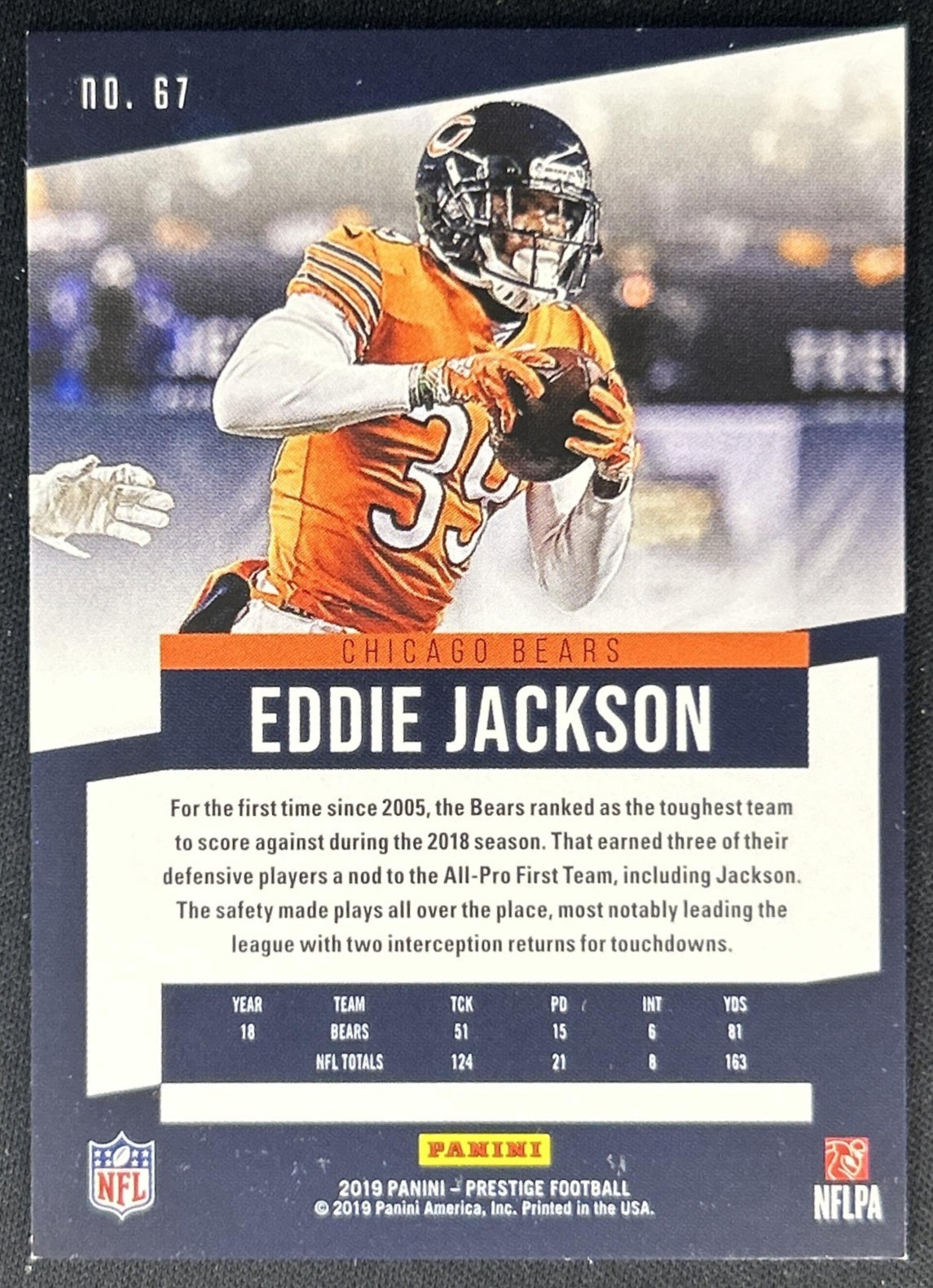 Eddie Jackson 2019 Panini Prestige Xtra Points Red /249 Bears