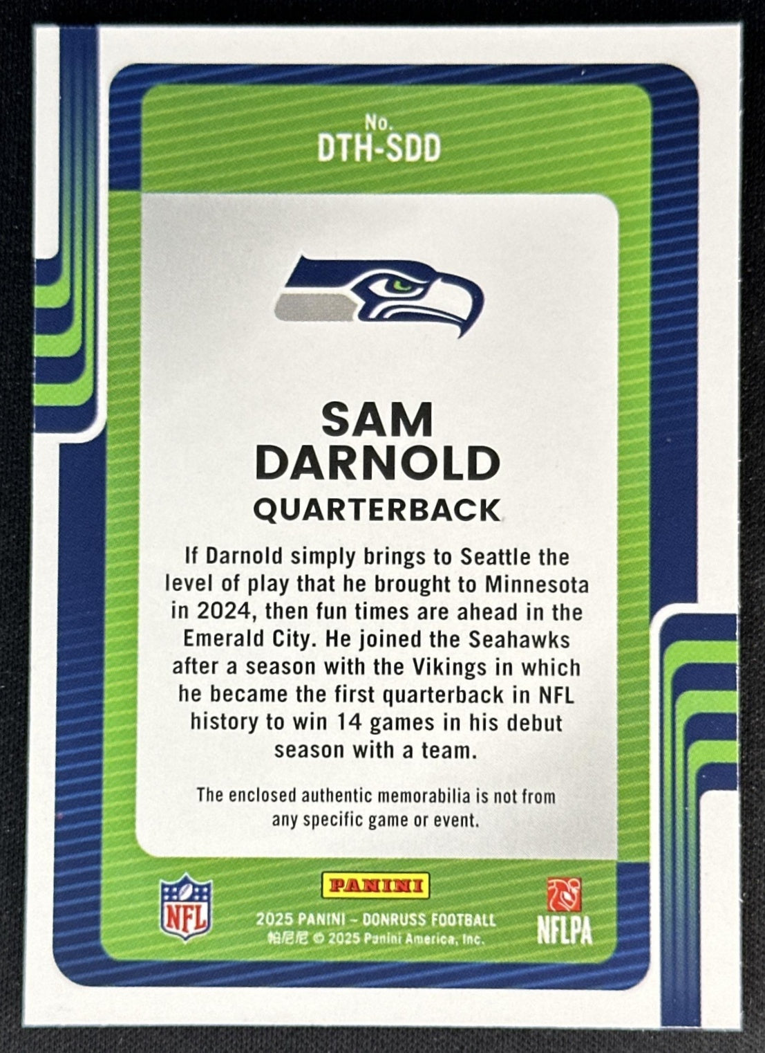 Sam Darnold 2025 Panini Donruss Threads Seahawks