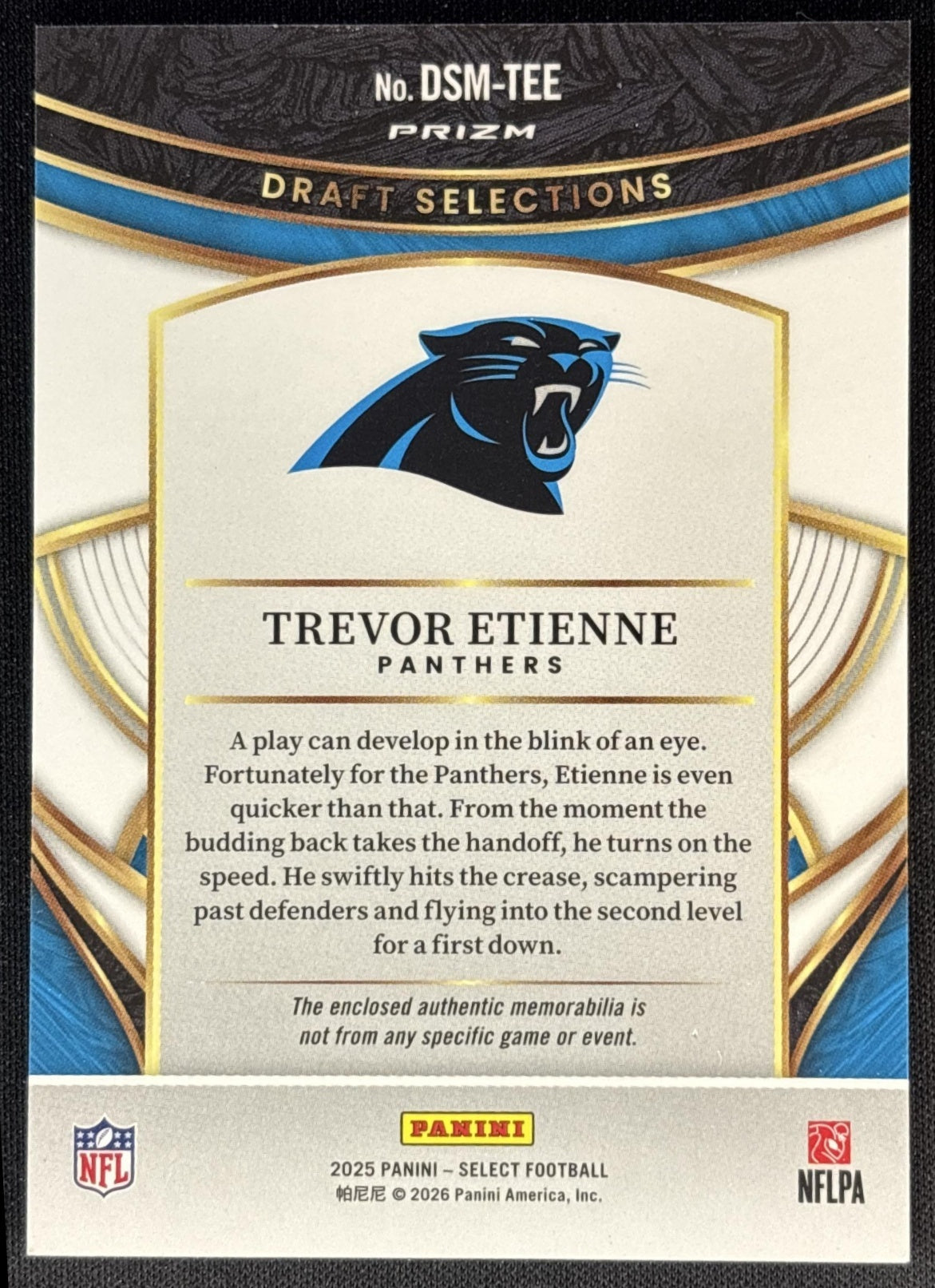 Trevor Etienne 2025 Select Draft Selections Memorabilia Red Prizm Panthers