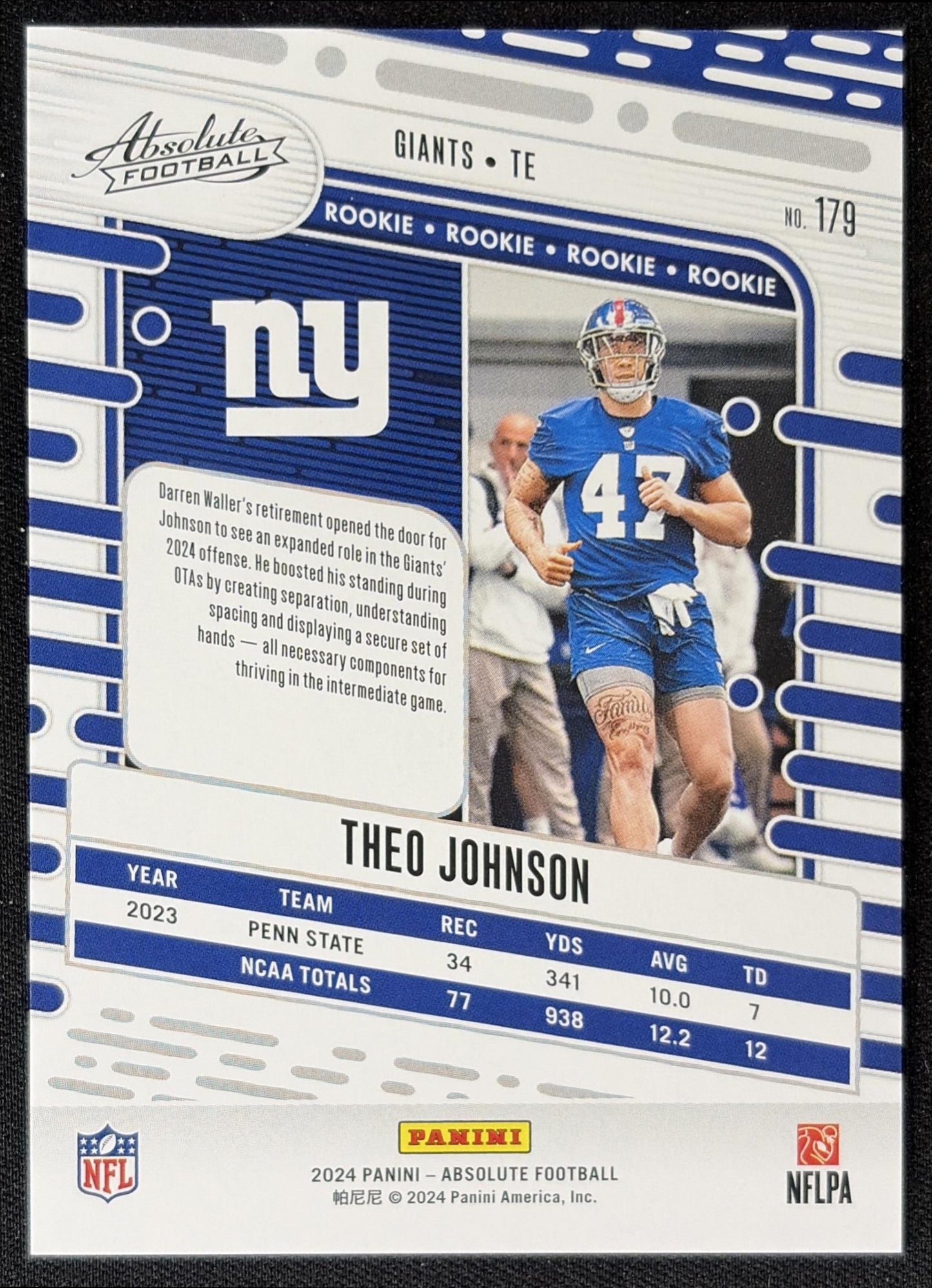 Theo Johnson 2024 Panini Absolute Rookies Red Squares /499 Giants