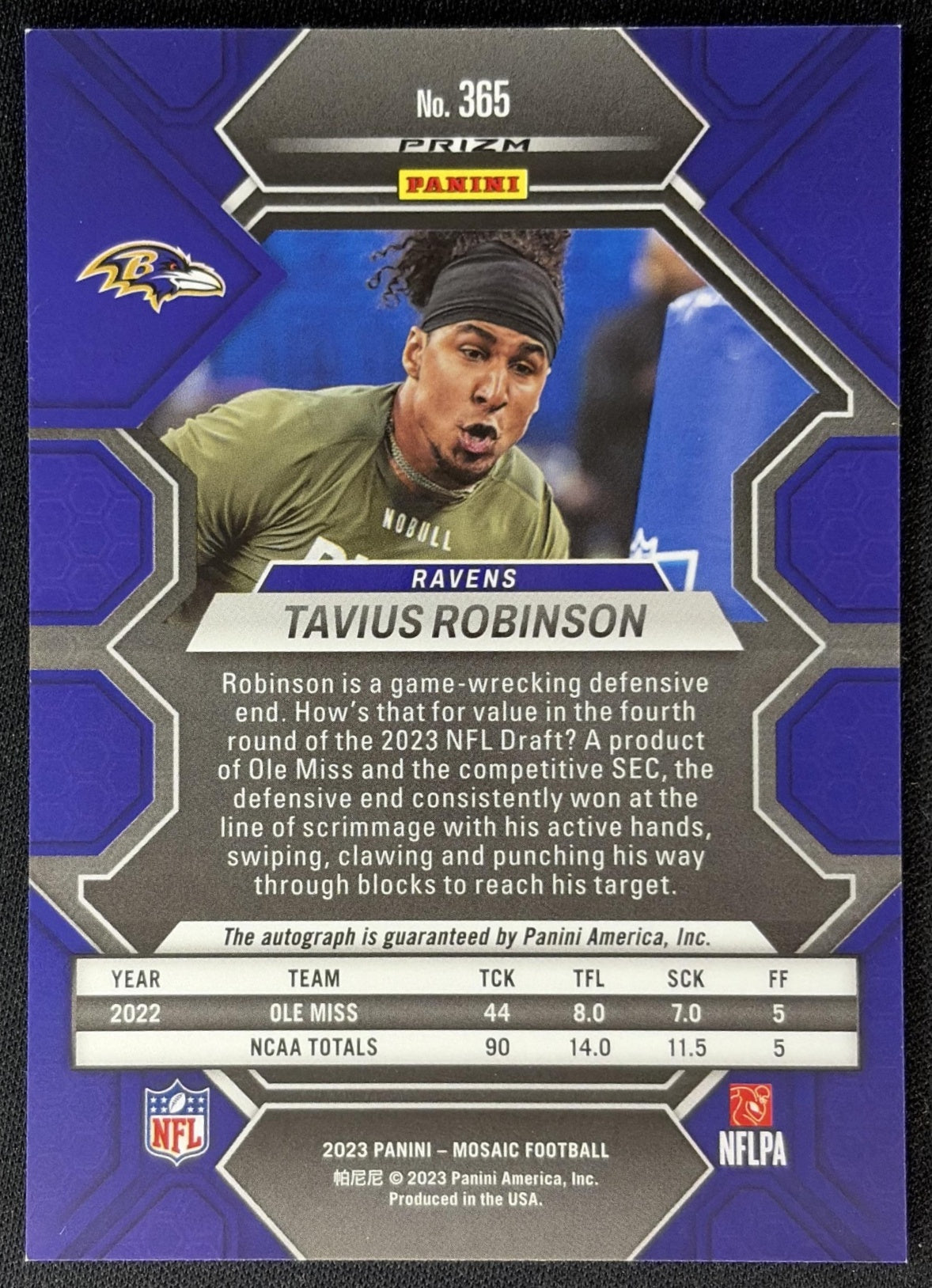 Tavius Robinson 2023 Panini Mosaic Rookie Auto Mosaic Ravens Sports Trading Cards