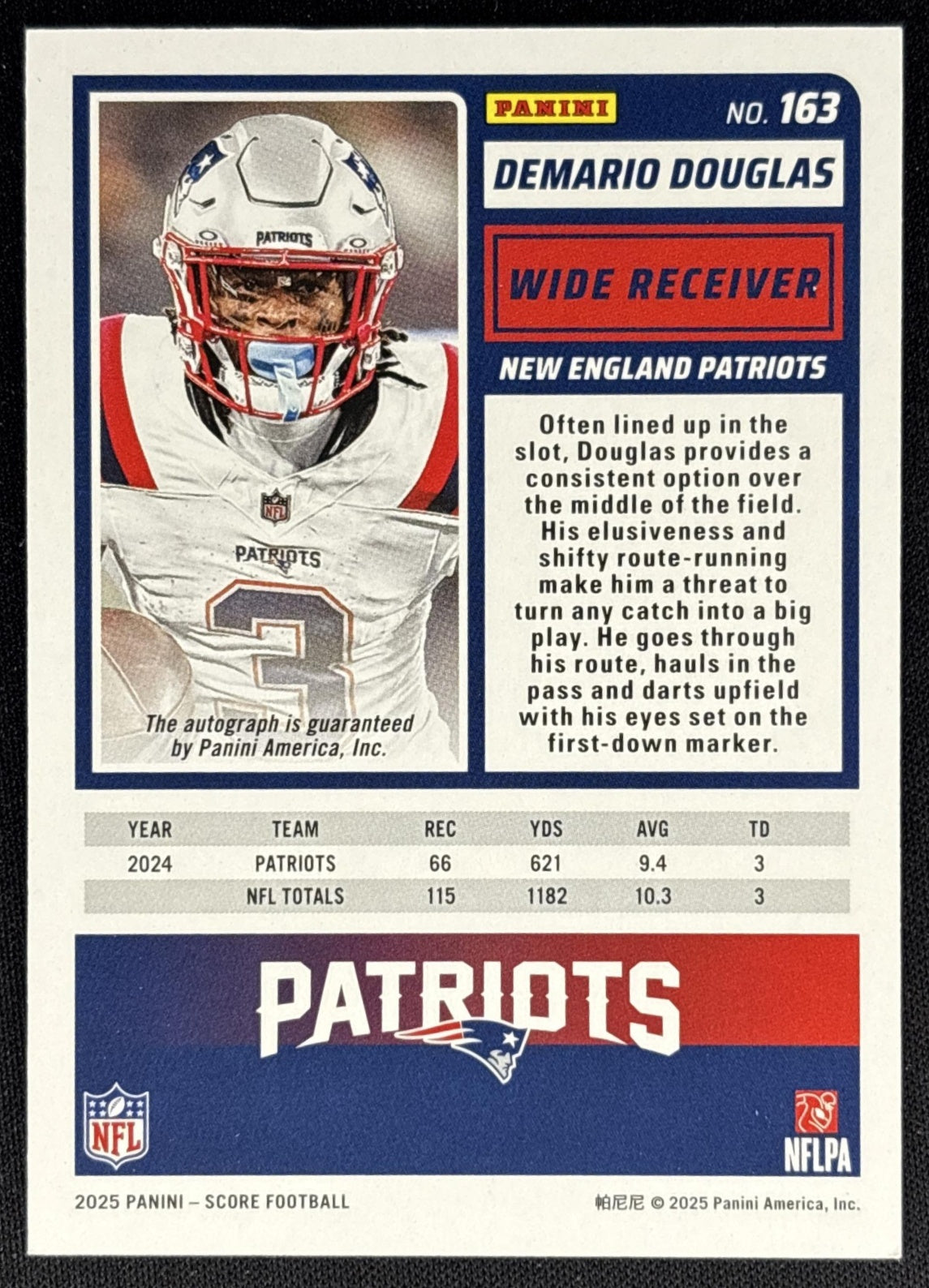 Demario Douglas 2025 Panini Score Signatures Gold Zone /50 Patriots Sports Trading Cards