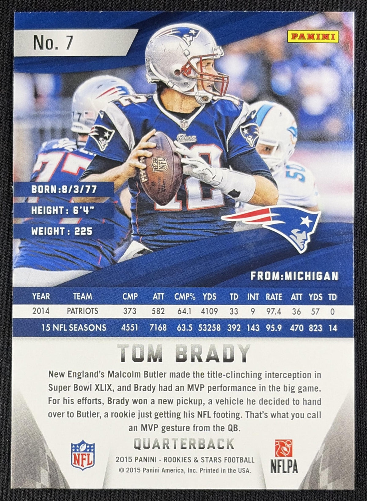 Tom Brady 2015 Panini Rookies & Stars Longevity Patriots