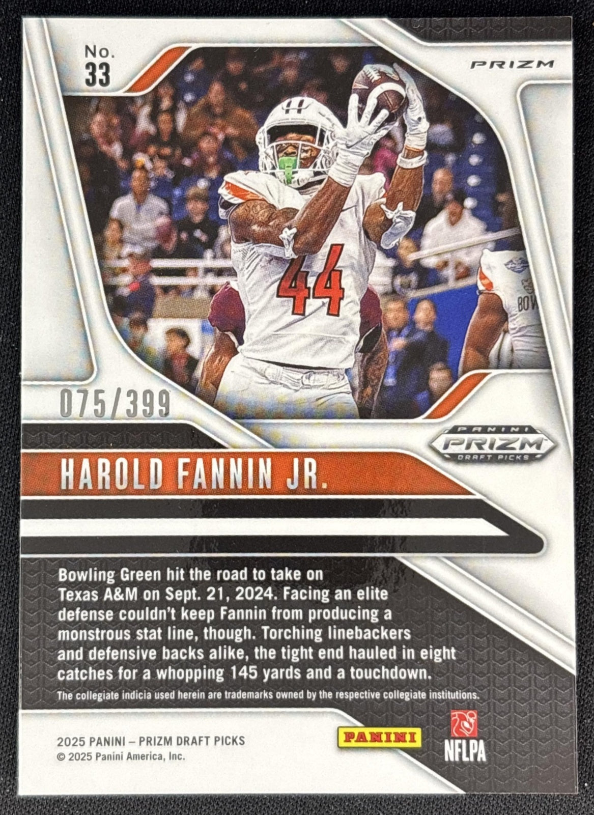 Harold Fannin Jr. 2025 Panini Prizm Draft Picks Red /399 Back