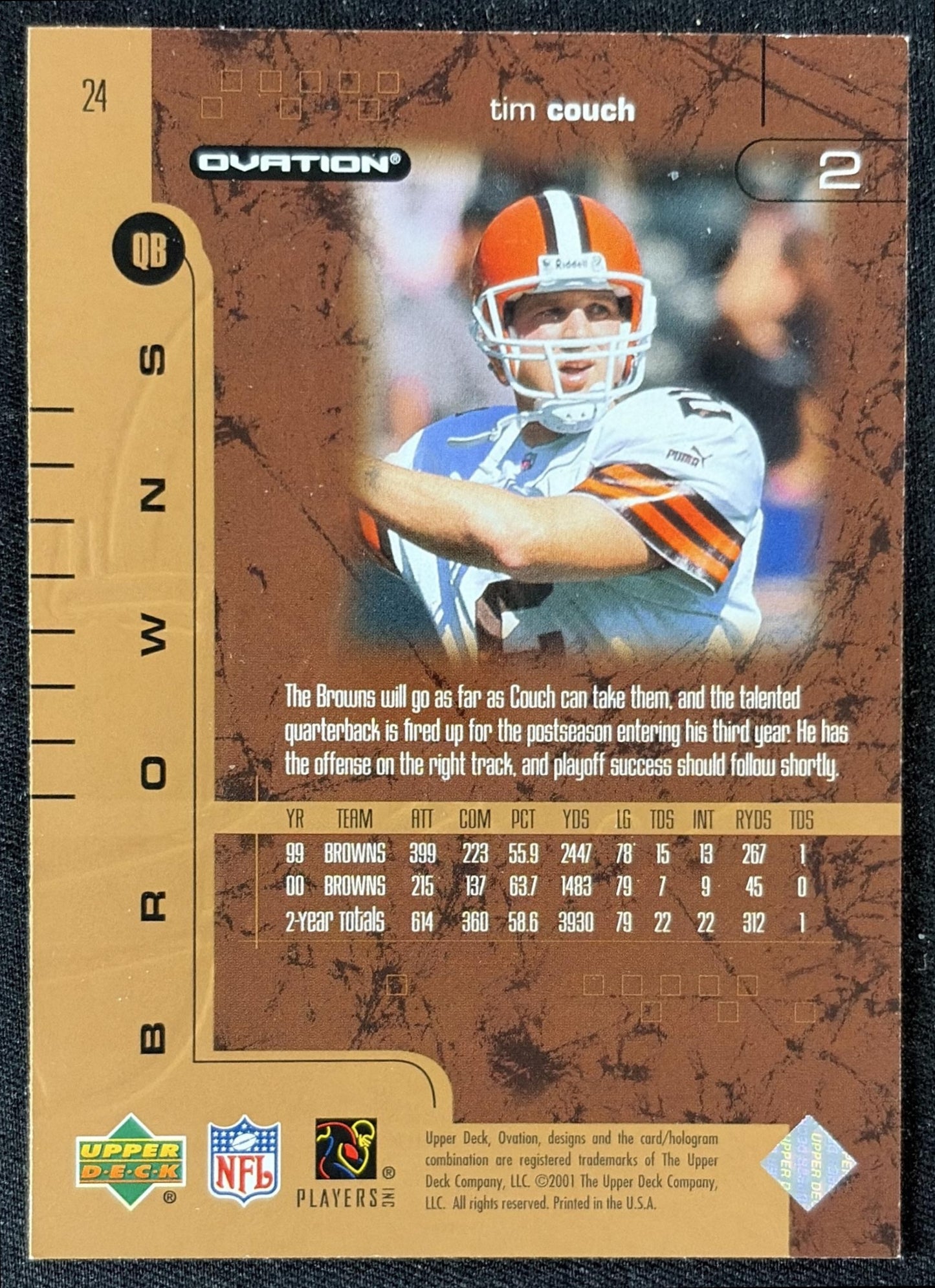 Tim Couch 2001 Upper Deck Ovation Browns
