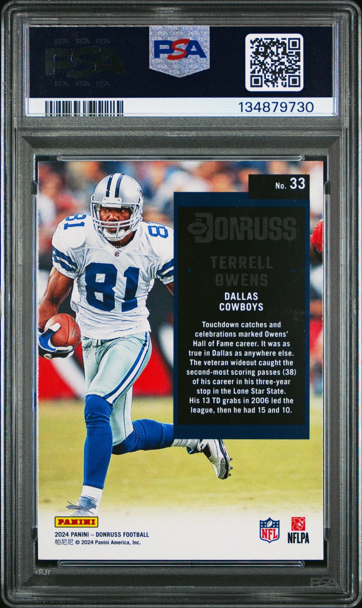 Terrell Owens 2024 Panini Donruss Retro 1994 PSA 10 Cowboys back