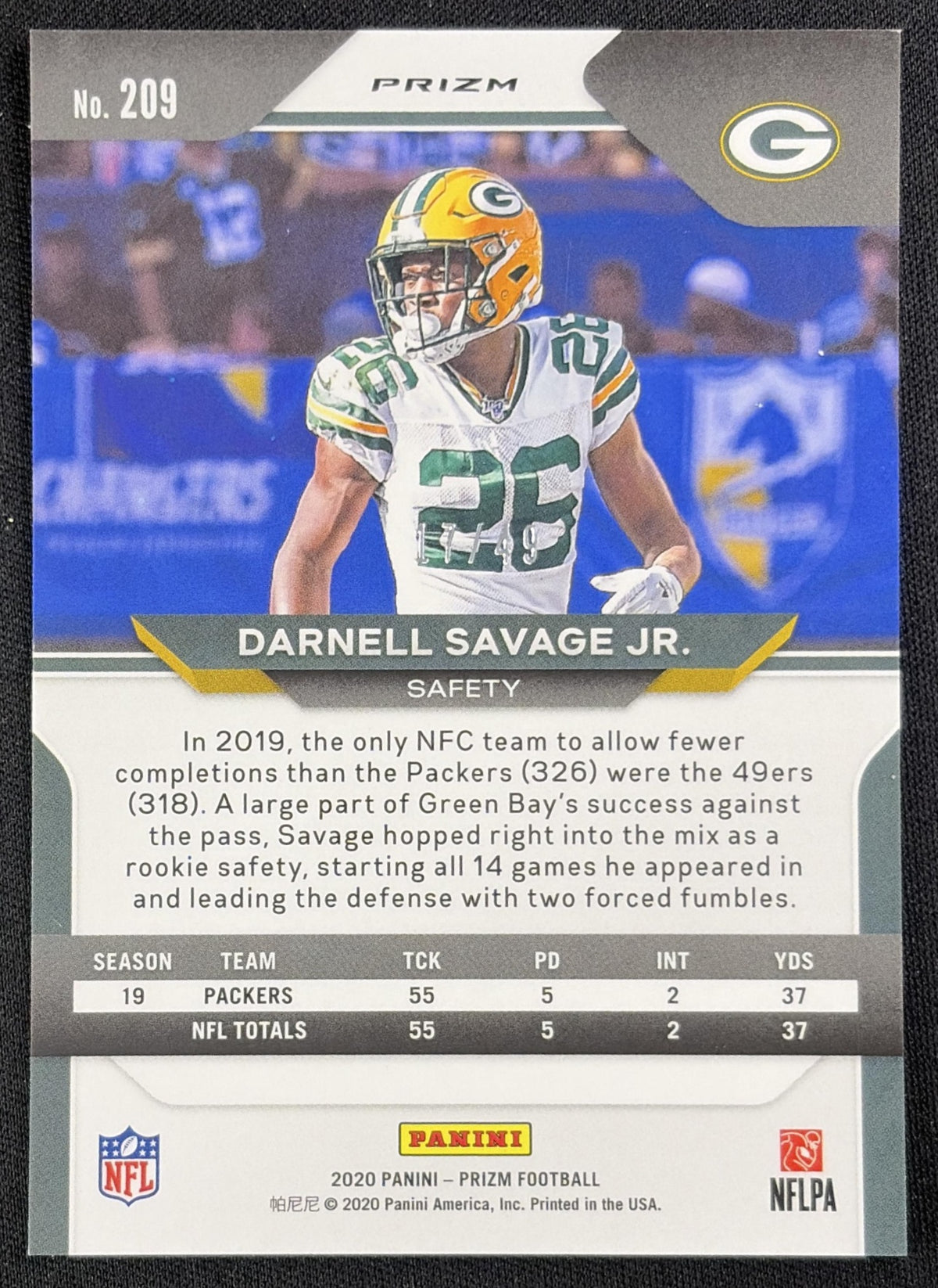 Darnell Savage Jr. 2020 Panini Prizm Red and Yellow /49 Packers