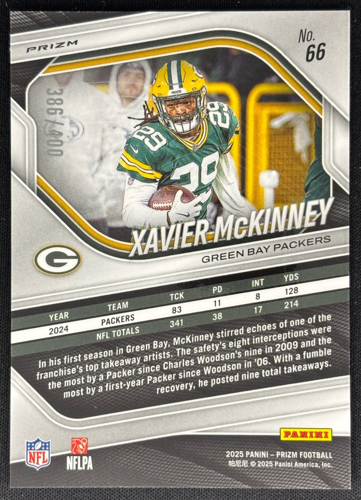 Xavier McKinney 2025 Prizm Pandora /400 Packers Sports Trading Cards