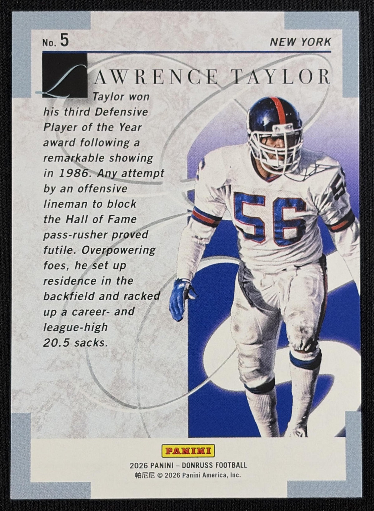 Lawrence Taylor 2026 Panini Donruss Elite Series Pink Giants
