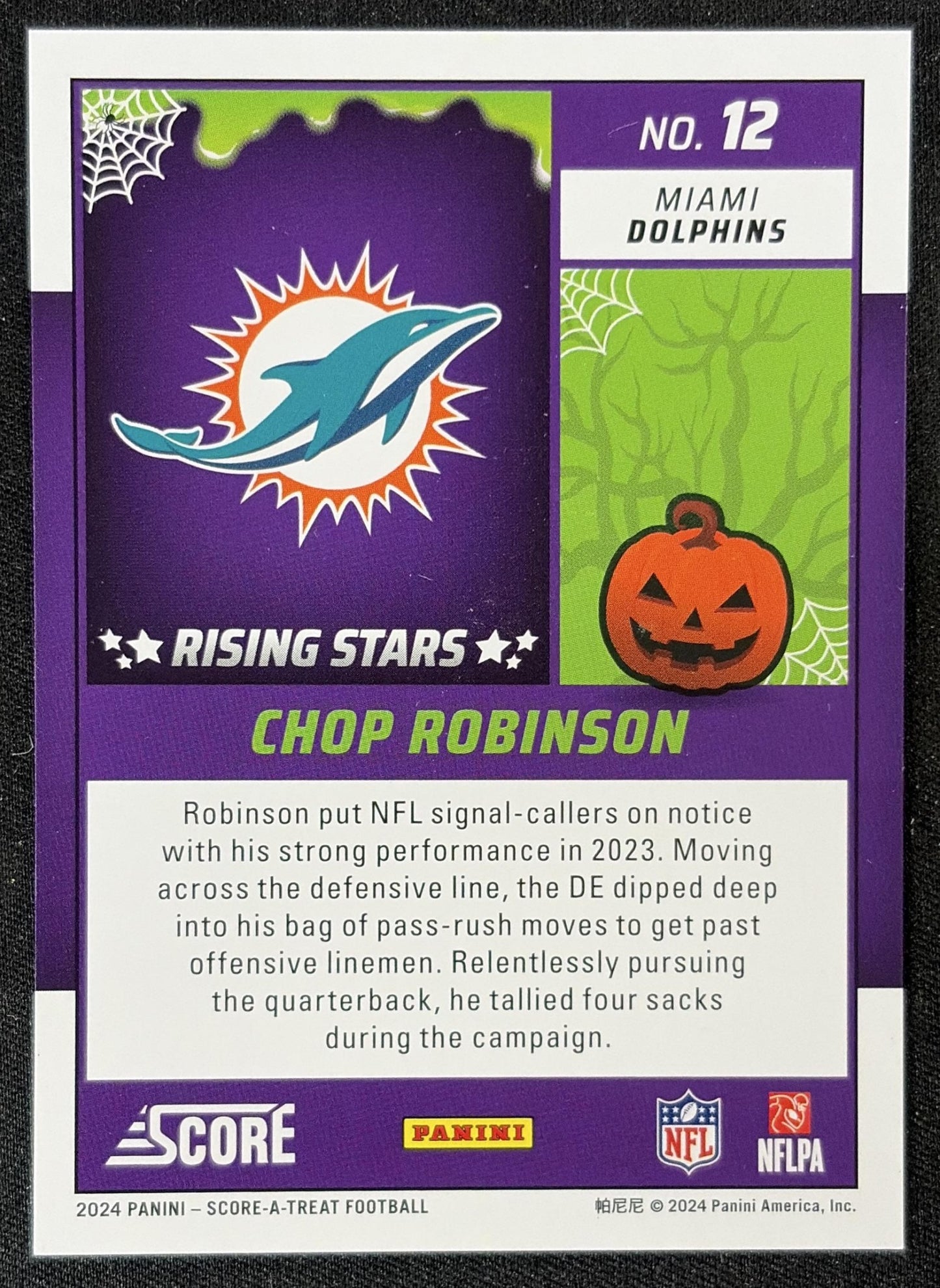 Chop Robinson 2024 Panini Score A Treat Rising Stars Orange Pumpkin Dolphins