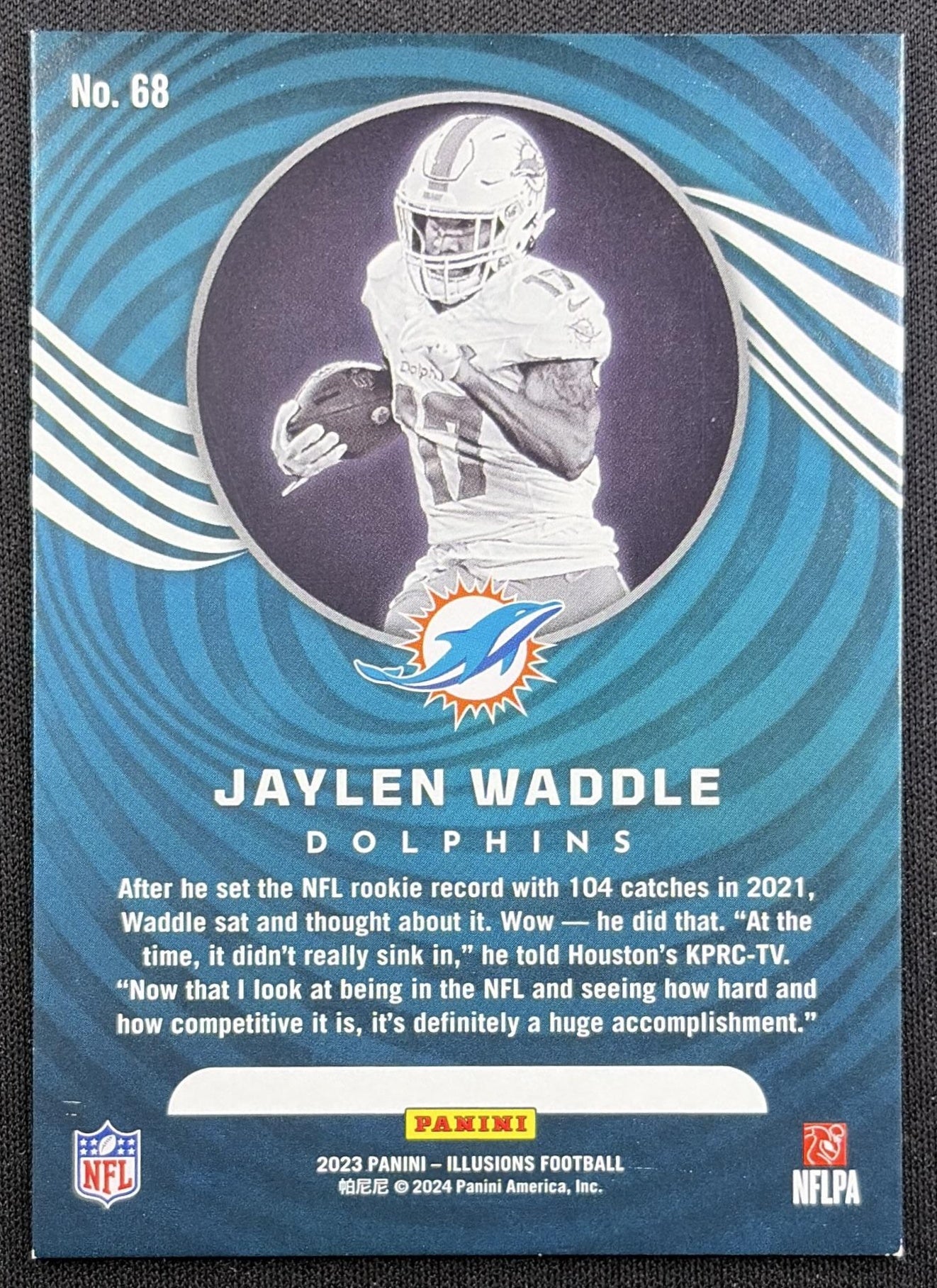Jaylen Waddle 2023 Panini Illusions Bronze Trophy Collection /499 Dolphins