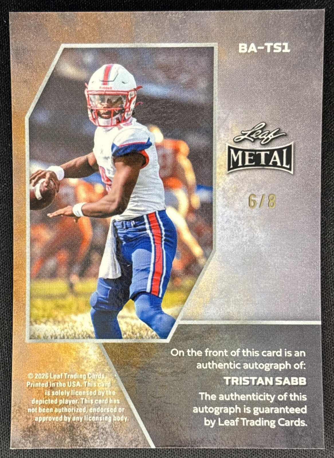 Tristan Sabb 2026 Leaf Metal Auto /8 back