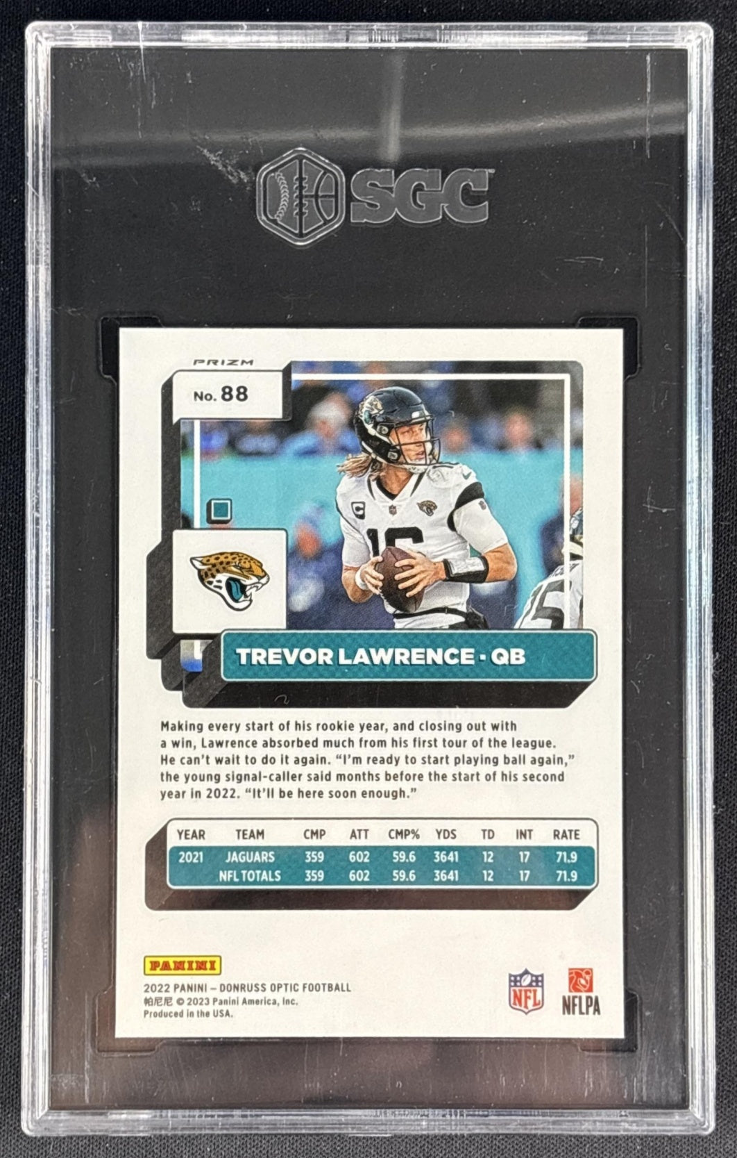 Trevor Lawrence 2023 Panini Donruss Optic Holo Prizm SGC 9.5