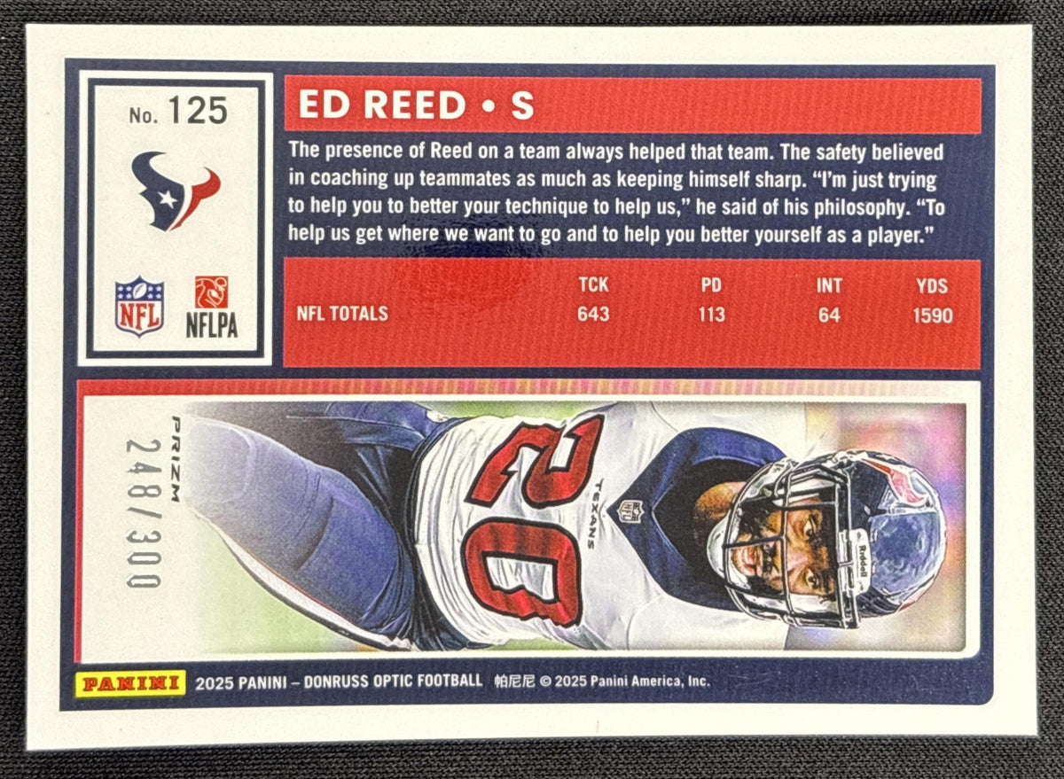 Ed Reed 2025 Panini Donruss Optic Wave Prizm /300 Texans