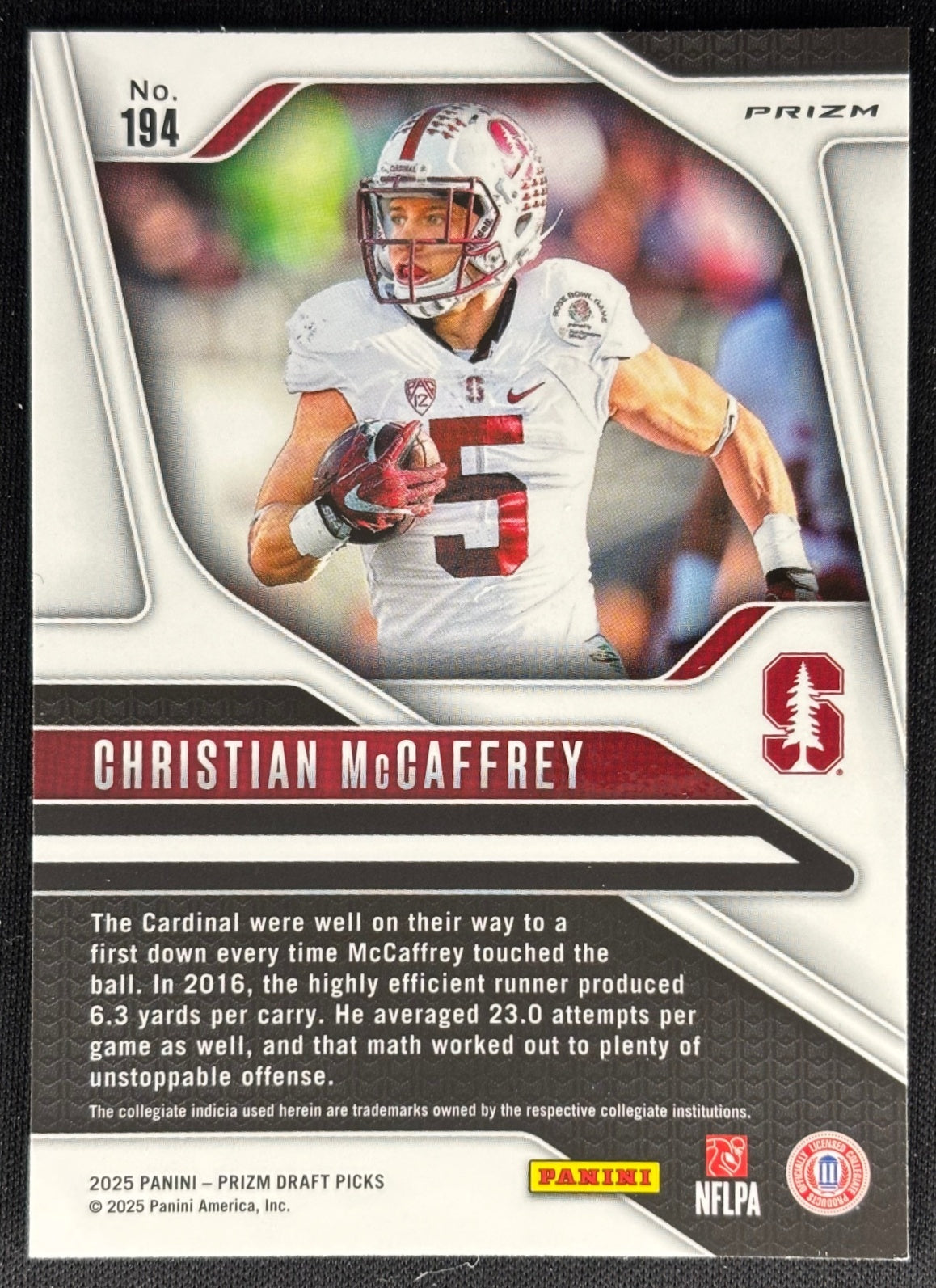 Christian McCaffrey 2025 Prizm Draft Picks Gold Ice 49ers Sports Trading Cards