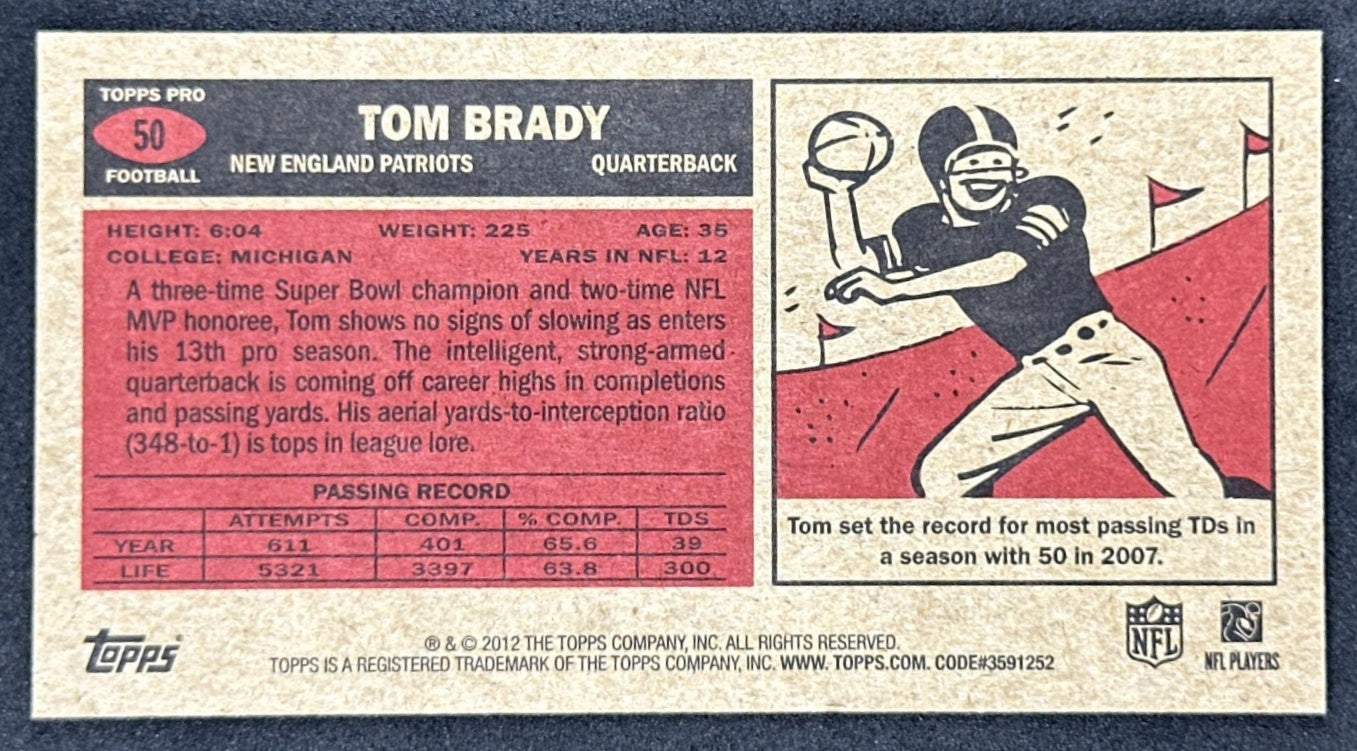 Tom Brady 2012 Topps 1965 Mini Patriots back