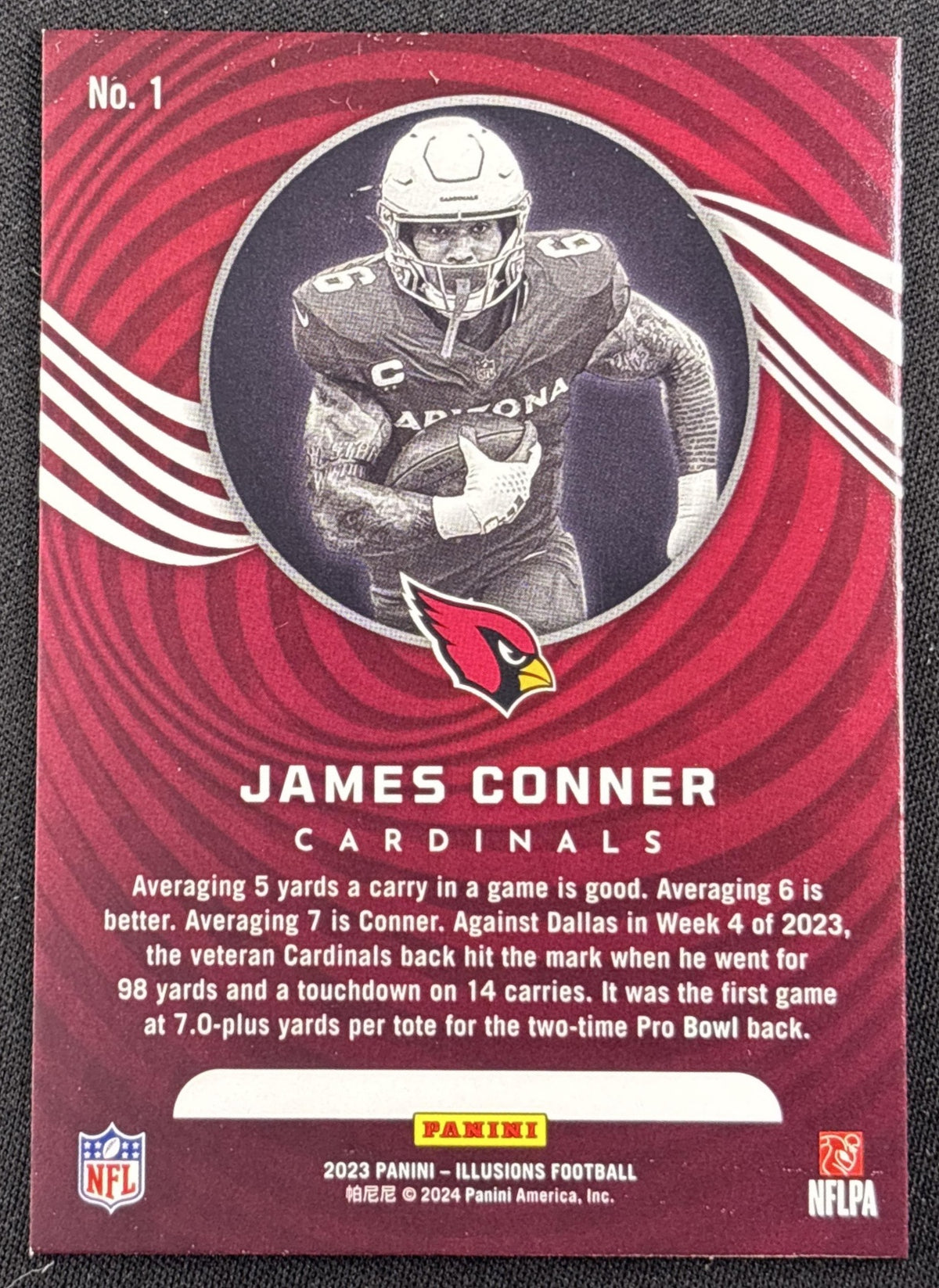 James Conner 2023 Panini Illusions Yellow Diamond Trophy Collection /299 Cardinals