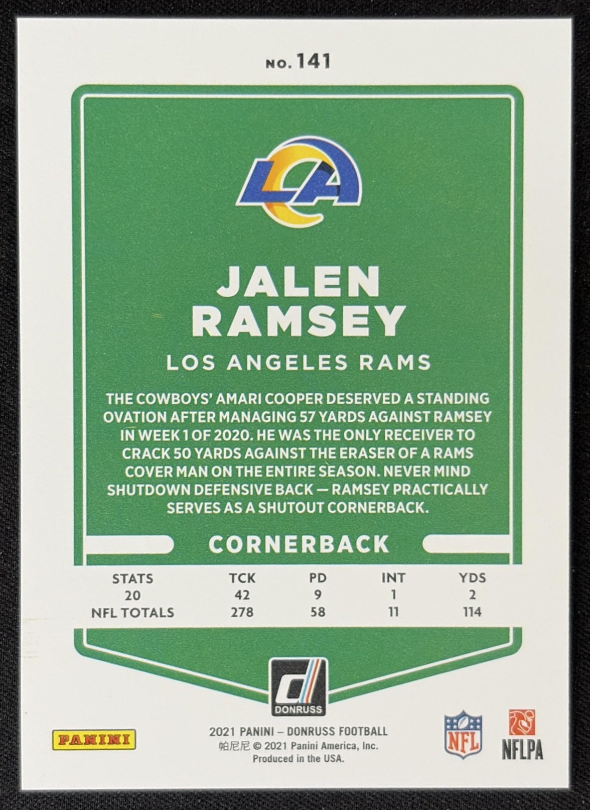 Jalen Ramsey 2021 Panini Donruss Press Proof Premium Rams - Los Angeles Rams