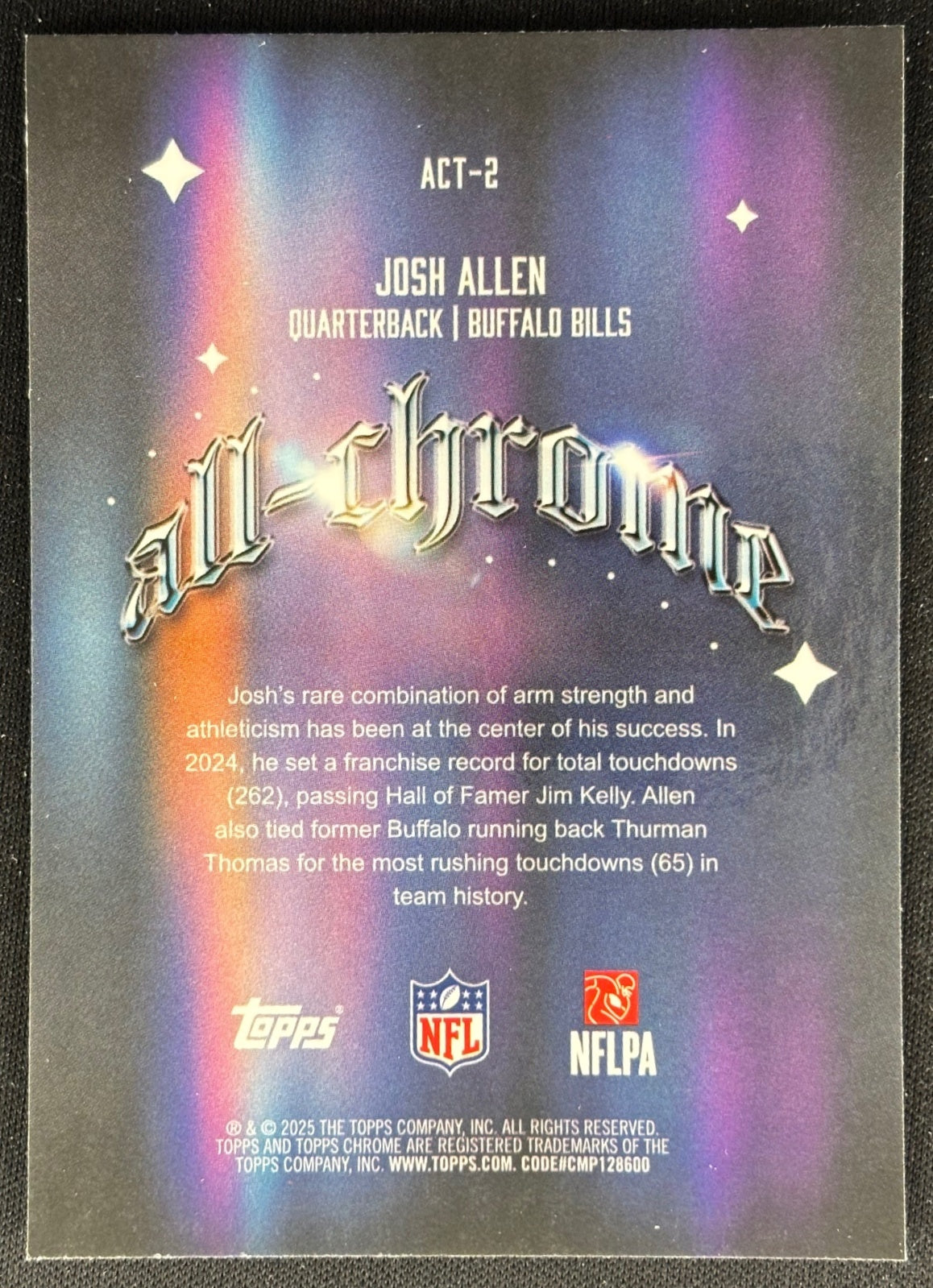 Josh Allen 2025 Chrome All Team Bills Sports Trading Cards