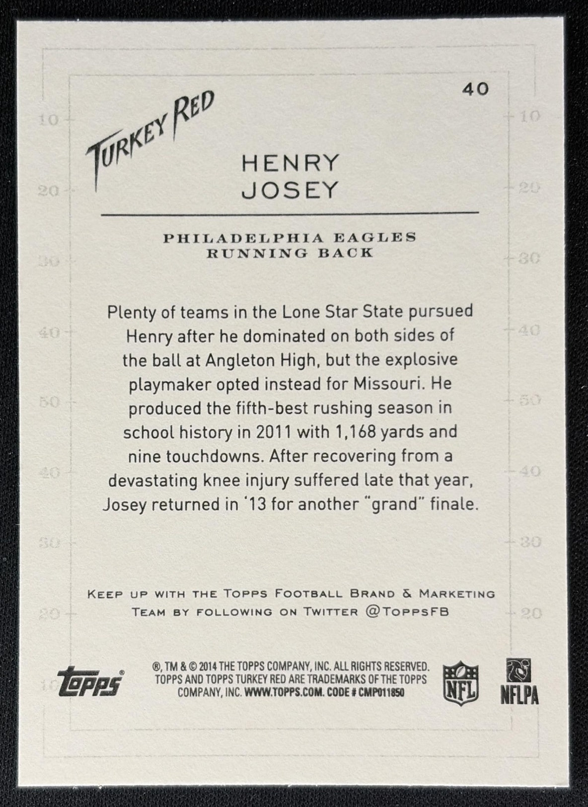 Henry Josey 2014 Topps Turkey Red Eagles Sports Trading Cards