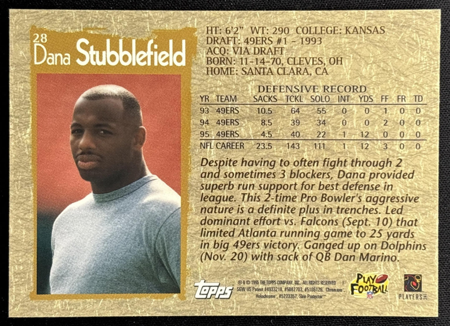 Dana Stubblefield 1996 Topps Chrome 49ers Sports Trading Cards