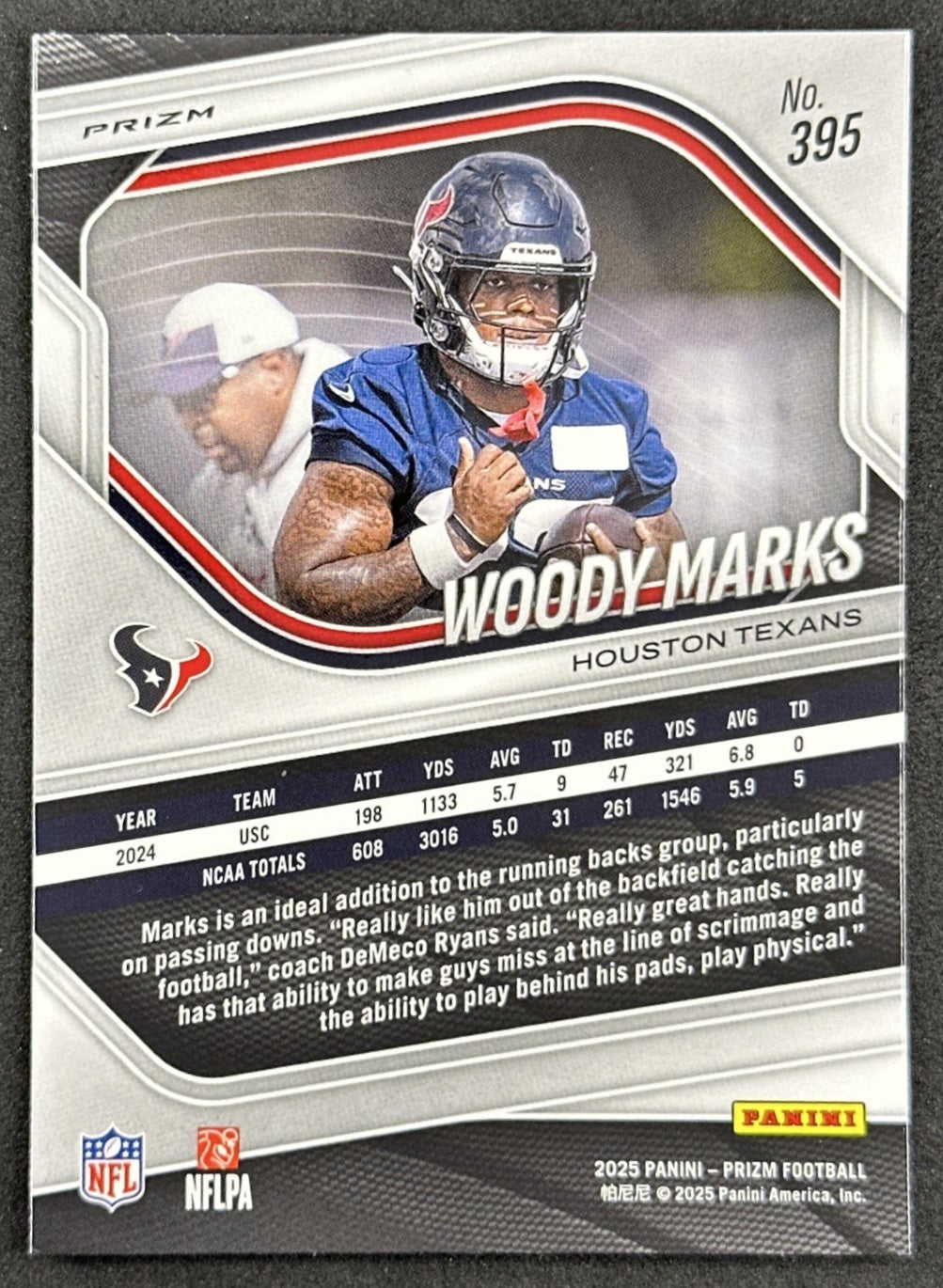 Woody Marks 2025 Panini Prizm Lazer Texans Sports Trading Cards