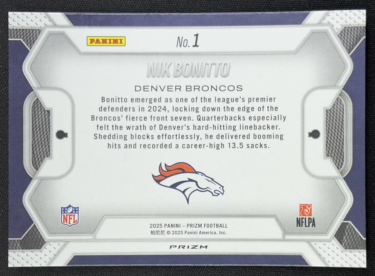 Nik Bonitto 2025 Panini Prizm Lockdown No Huddle Broncos Denver Broncos
