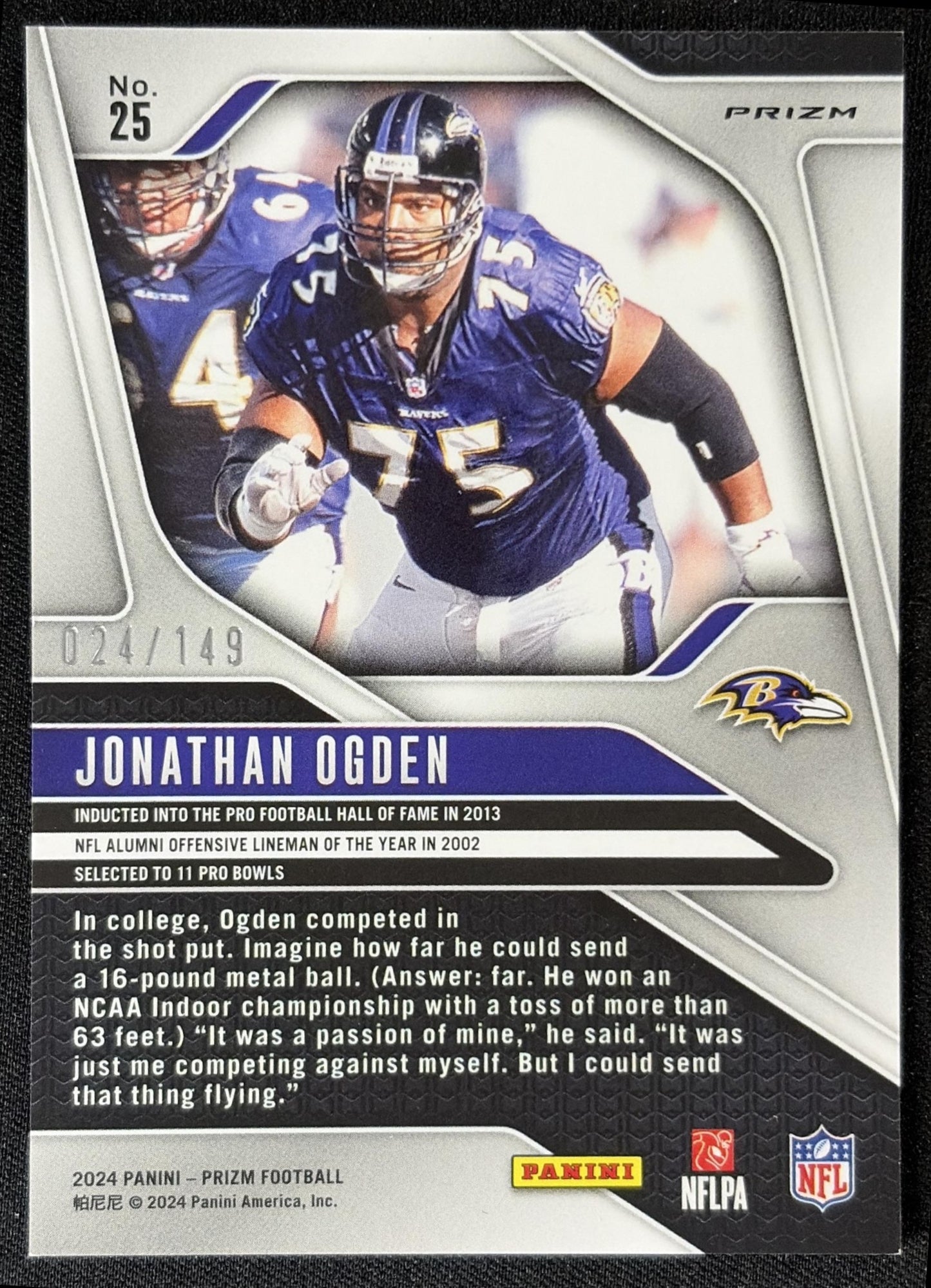 Jonathan Ogden 2024 Panini Prizm Red Wave /149 Ravens
