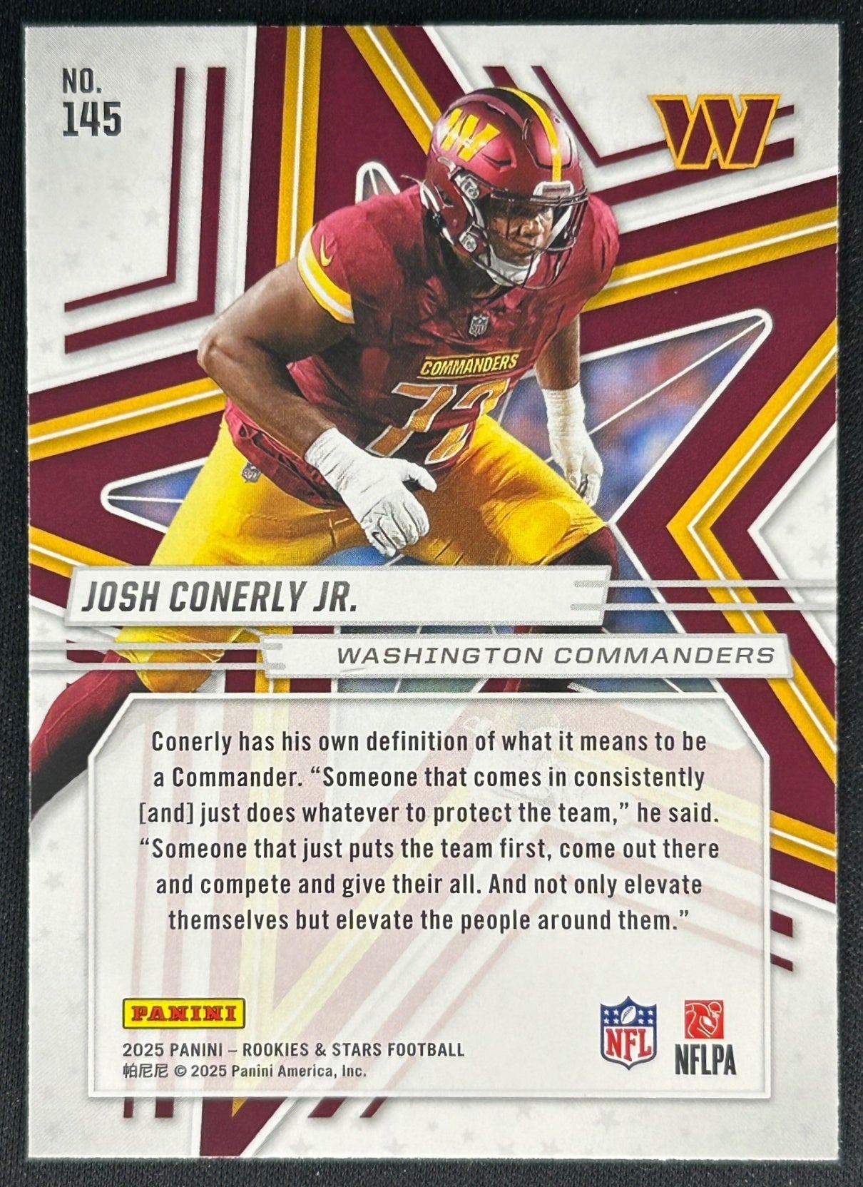 Josh Conerly Jr. 2025 Panini Rookies & Stars Commanders Sports Trading Cards
