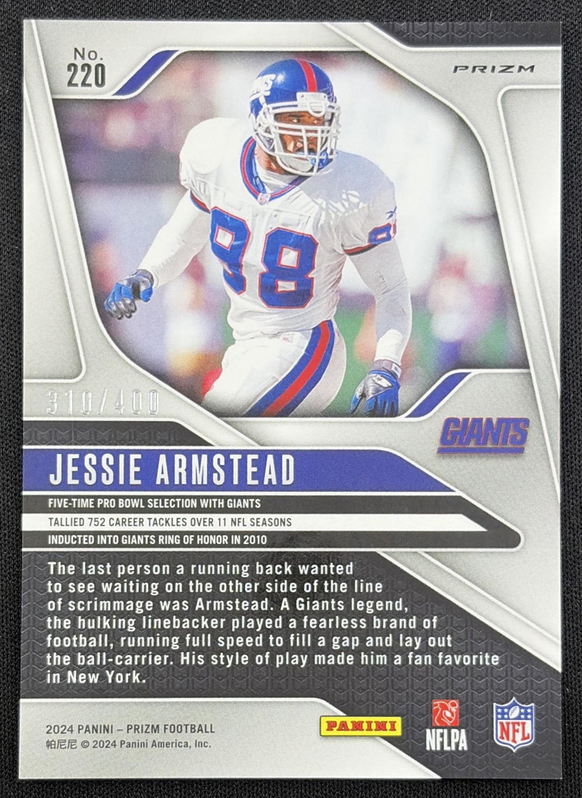 Jessie Armstead 2024 Panini Prizm Pandora /400 Giants back